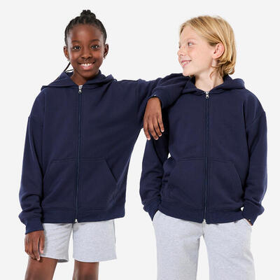 Felpa bambino ginnastica con cappuccio e zip pesante blu