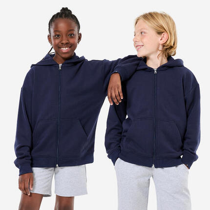 Ce sweat loose zippé avec capuche, vert foncé