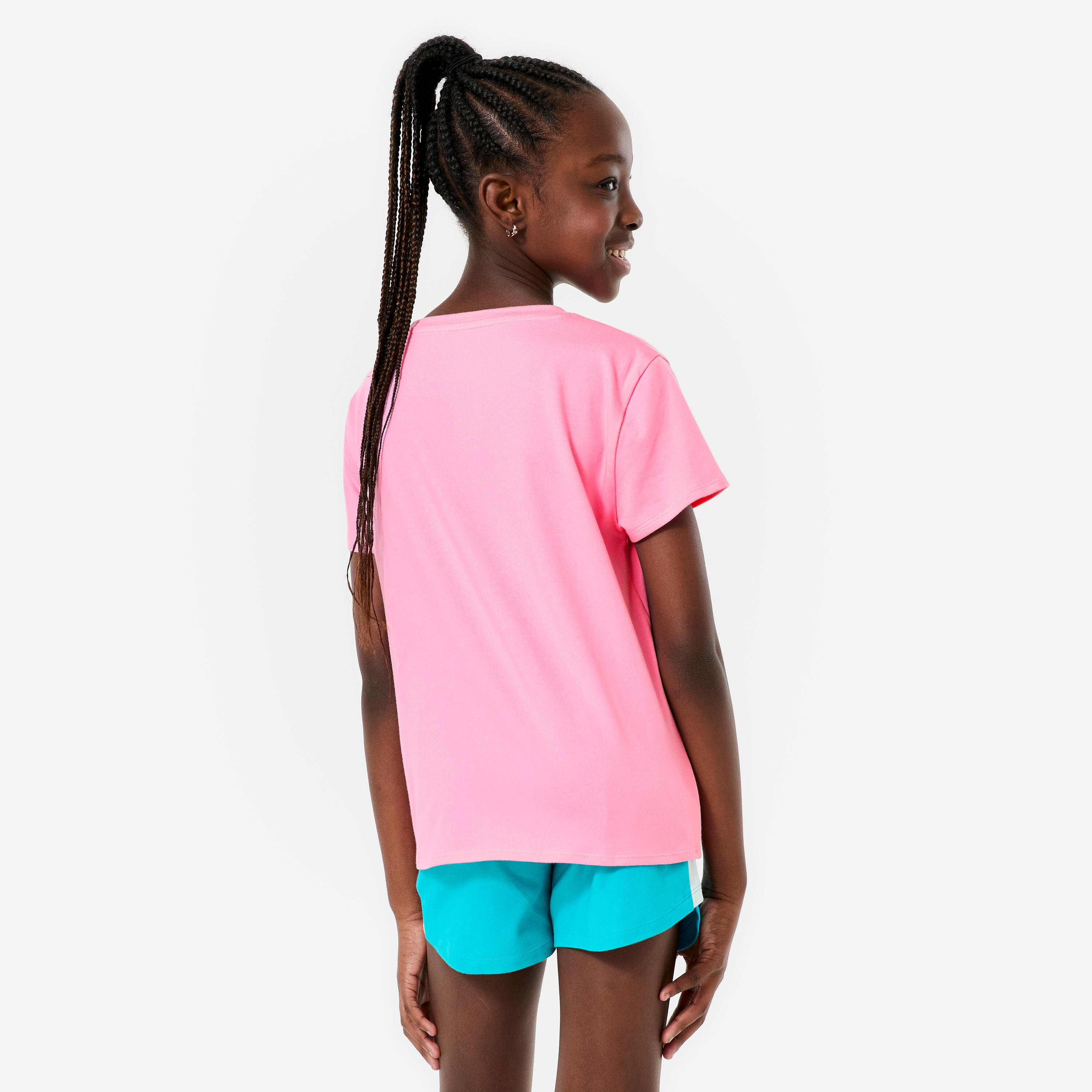 T-shirt coton fille, rose 4/4