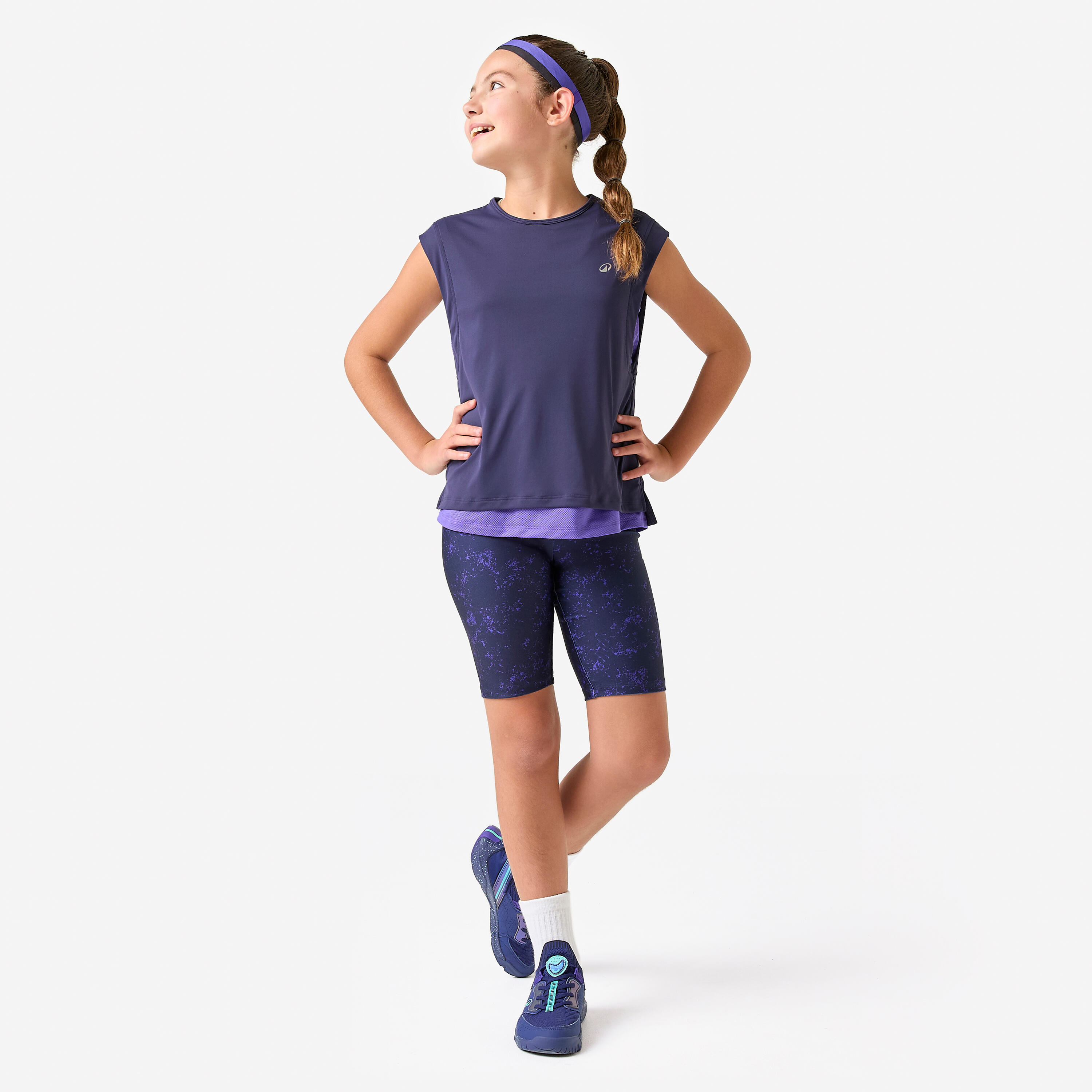 T-shirt multisport respirant 2 en 1 fille, violet foncé 2/11