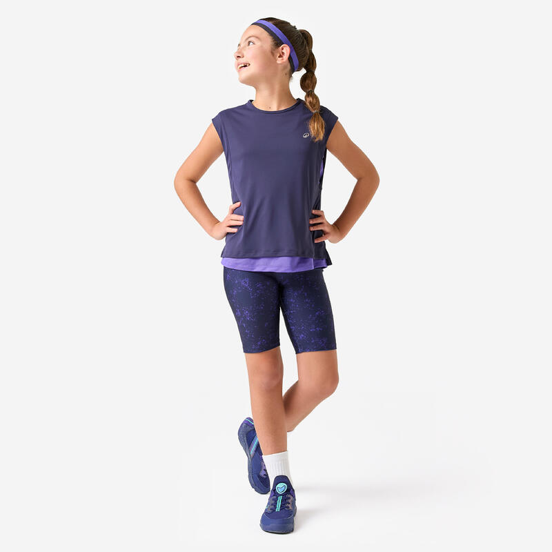 Tricou respirant sport 2 în 1 Mov Fete