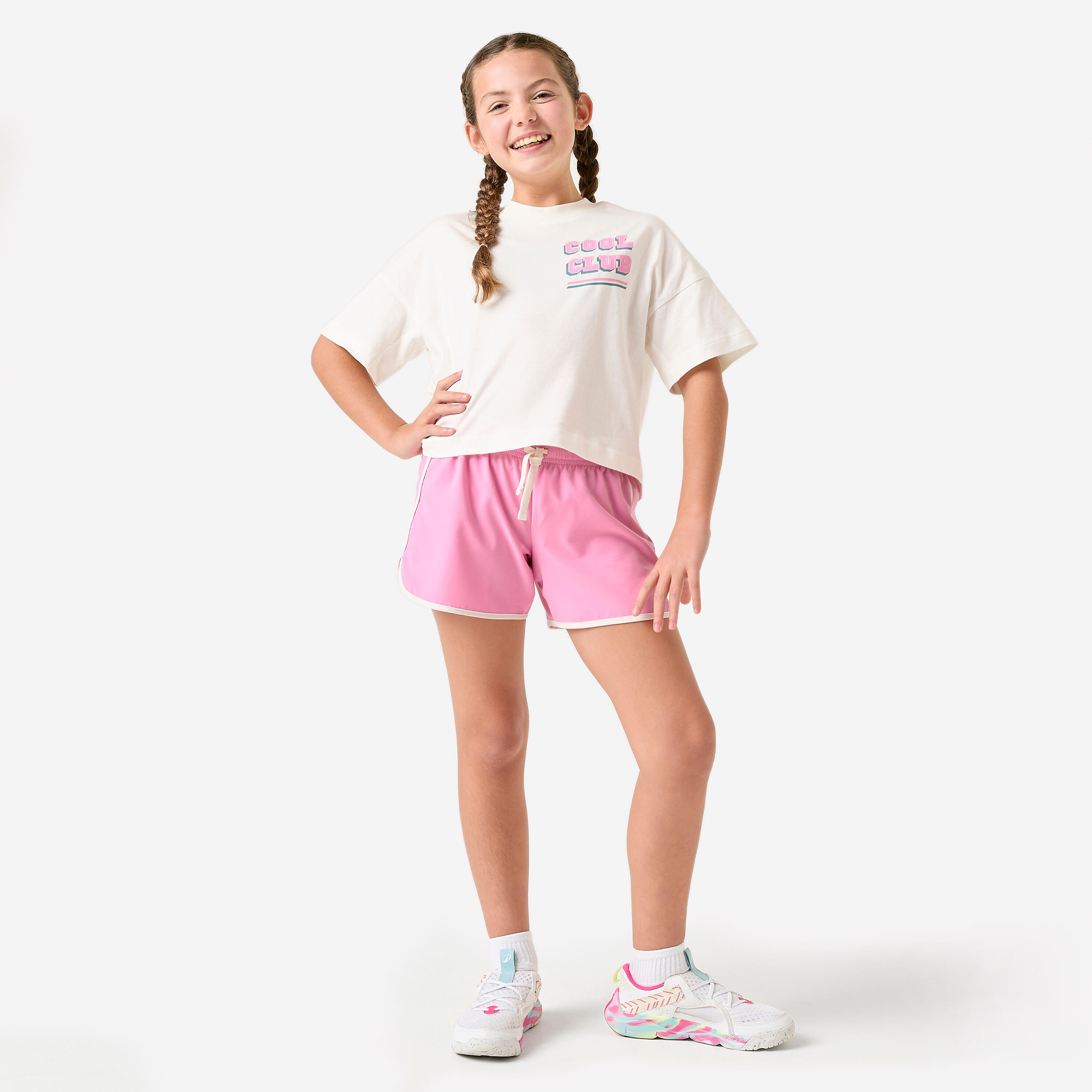 Tee-shirt oversize fille, blanc coton 2/7