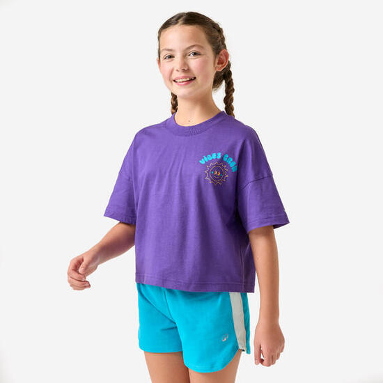 Tee-shirt oversize fille, violet foncé