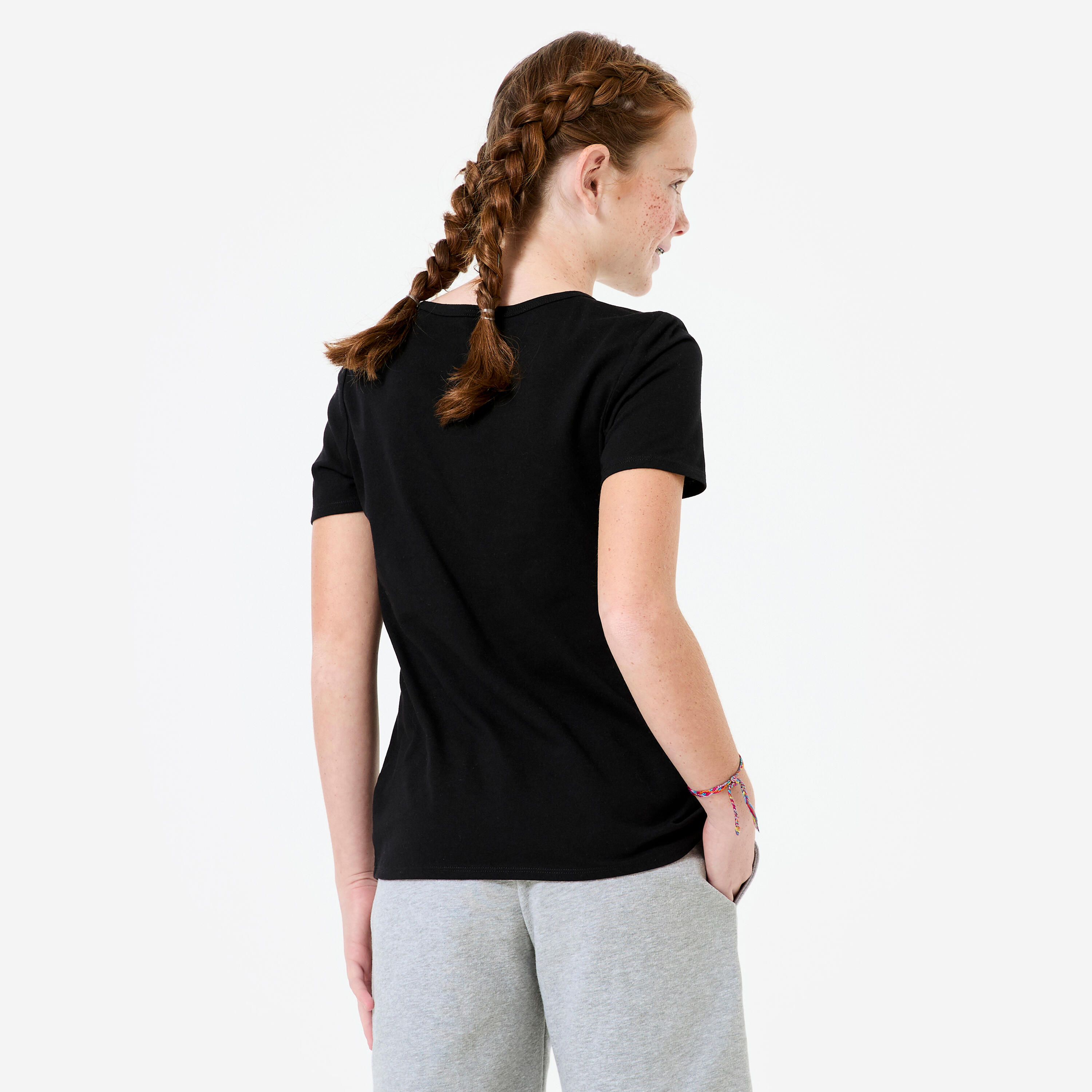 Basic-T-Shirt Kinder, schwarz 4/6