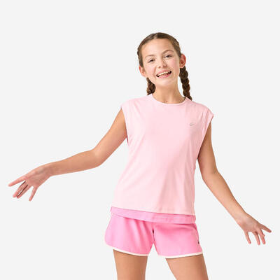 T-shirt bambina ginnastica 2 in 1 regular fit traspirante rosa