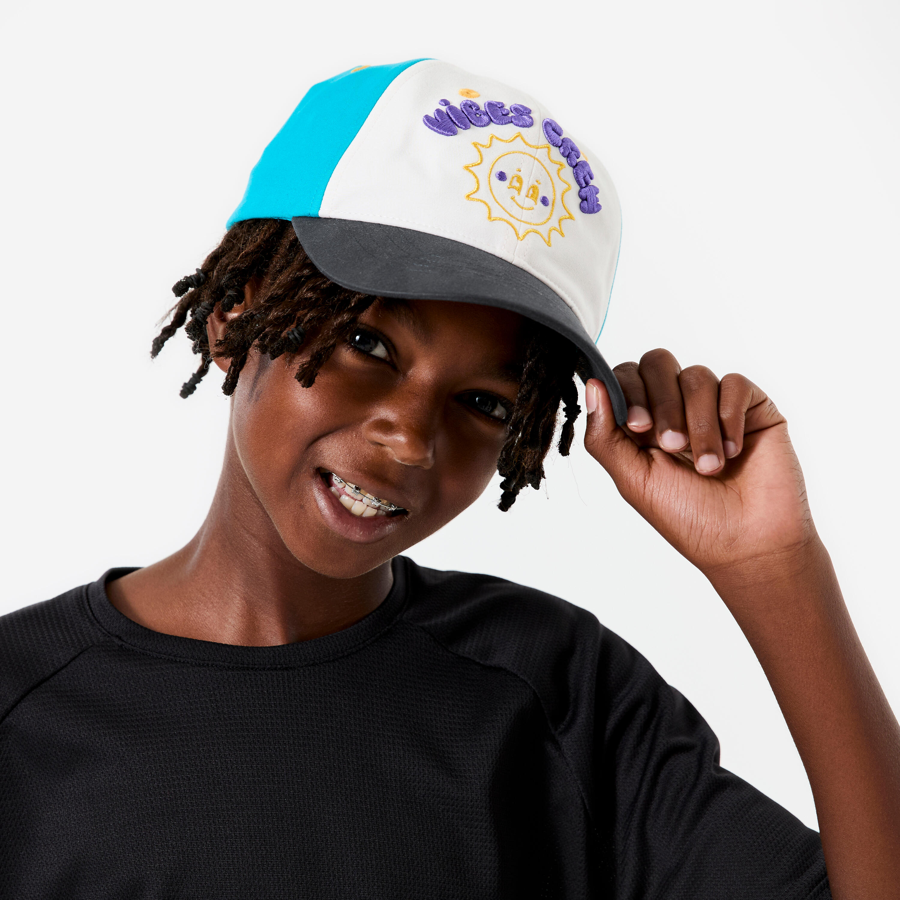 Casquette enfant respirante réglable mixte, blanc bleu gris 2/13