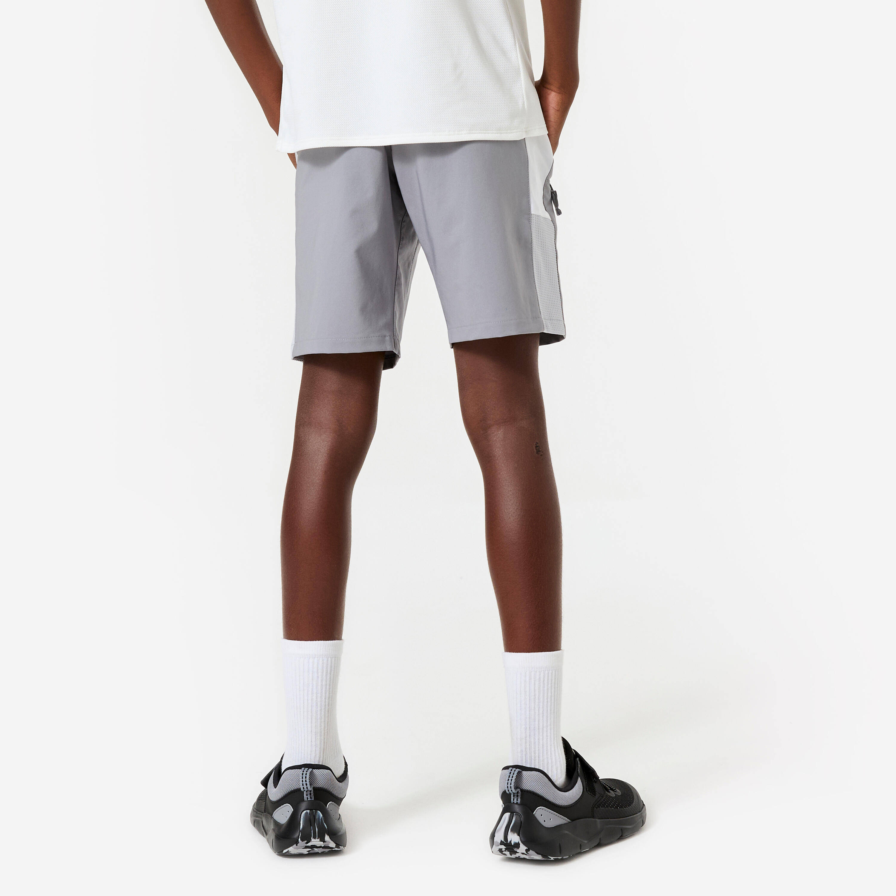Kids' Breathable Multisport Shorts - Grey/White -  4