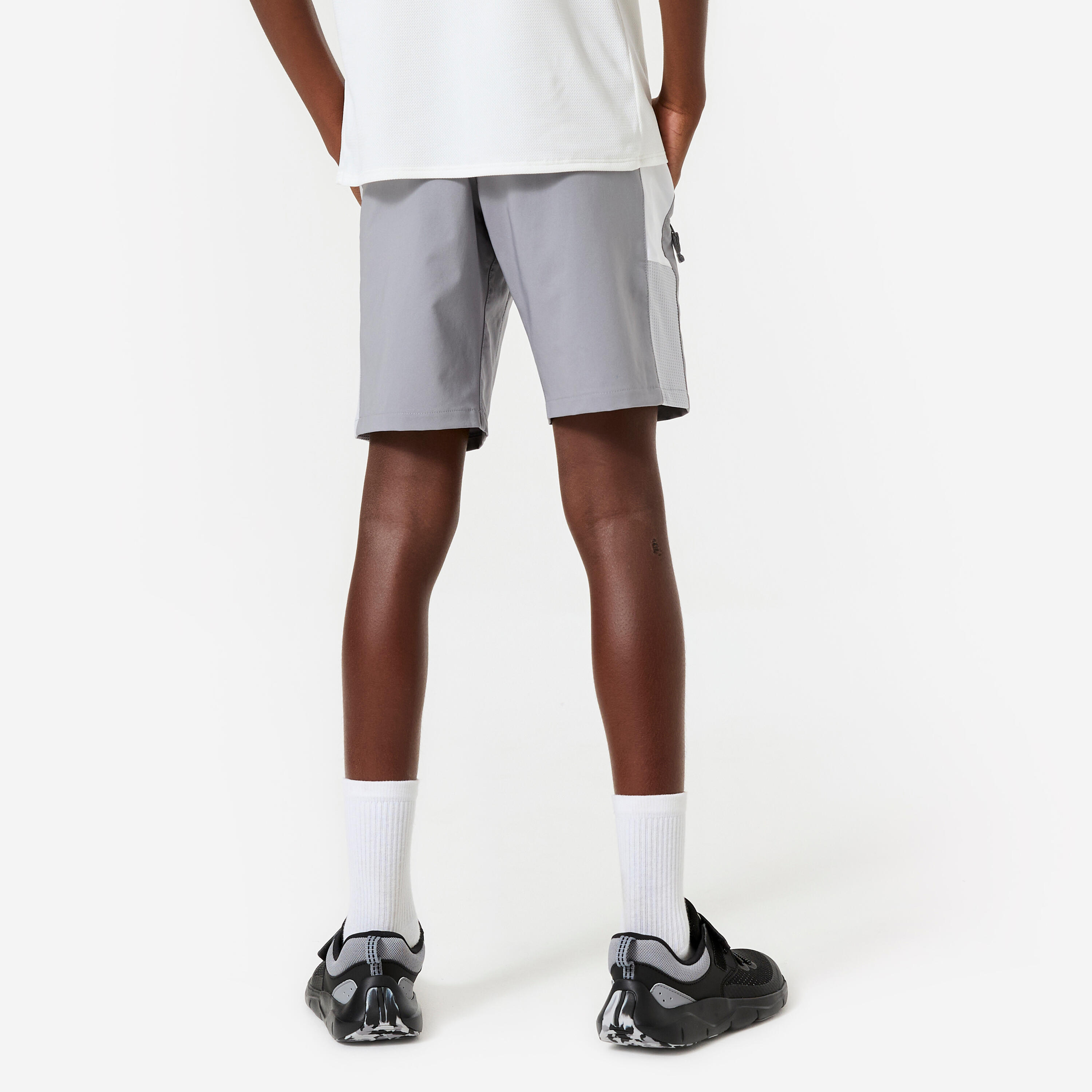 Pantalón Corto Múltiples Deportes Niños Gris-Blanco Transpirable 4/6