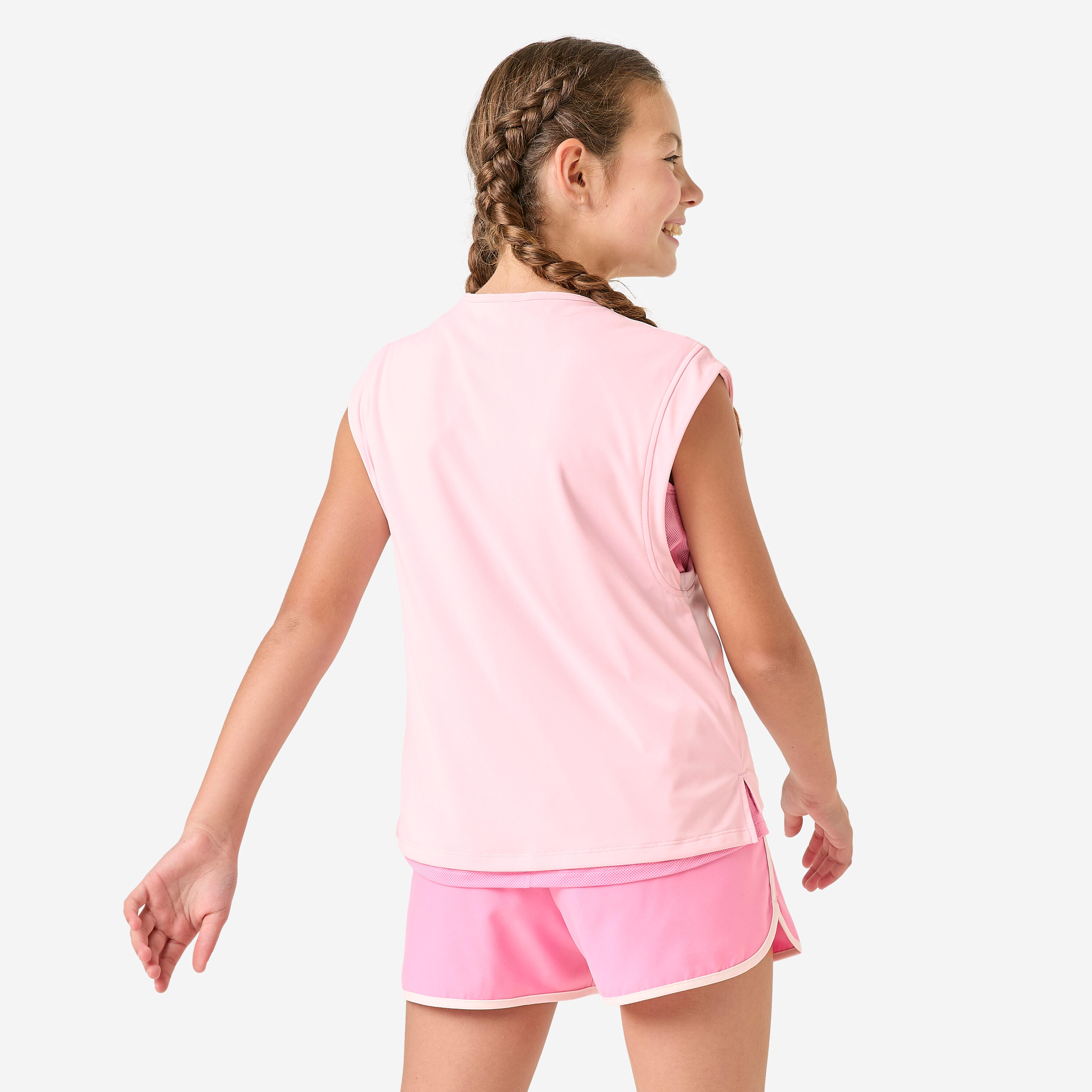 T-shirt multisport respirant 2 en 1 fille, rose bonbon 4/7