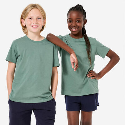 T-shirt bianca bambino ginnastica regular fit cotone da 1 a 5/6 anni