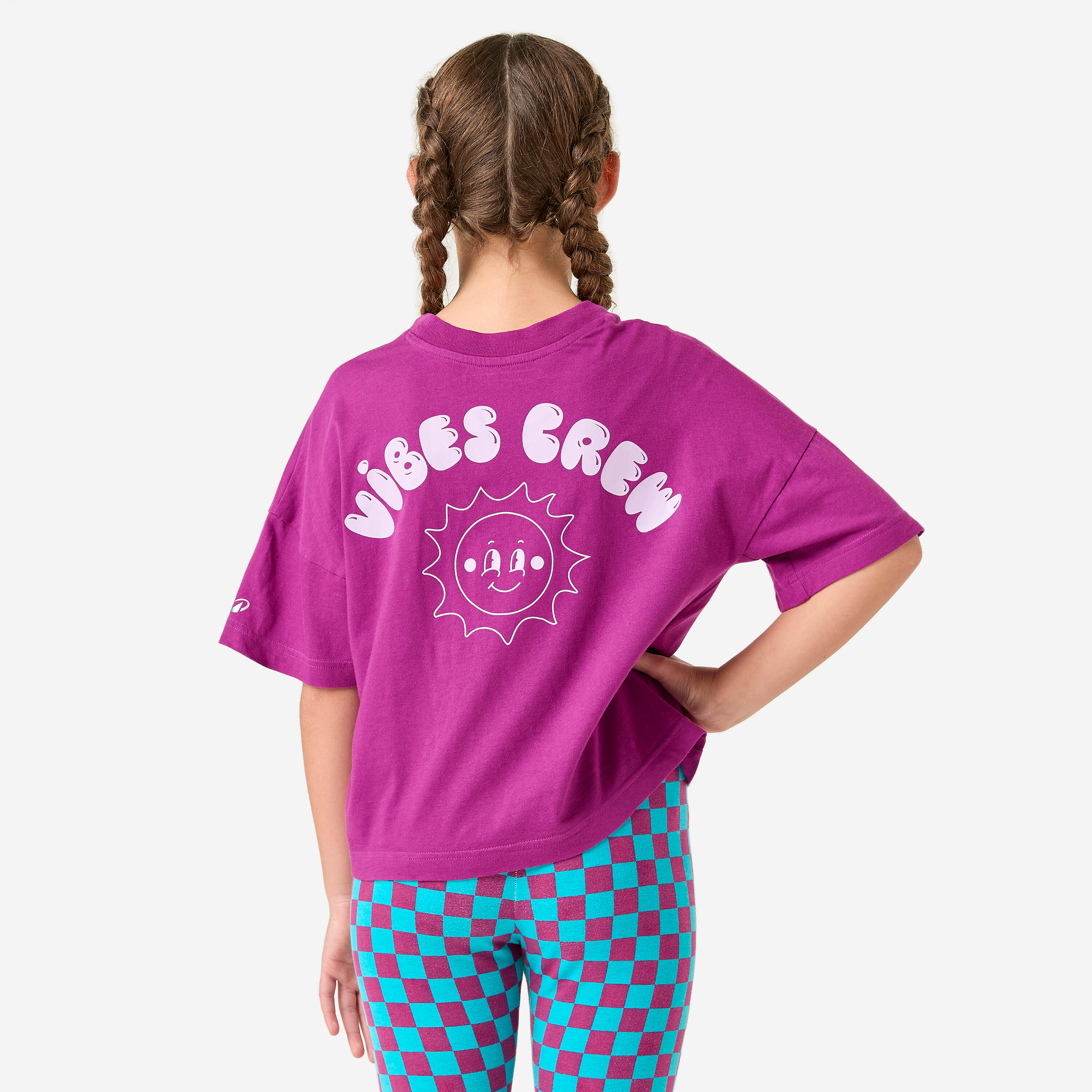T-shirt bambina ginnastica oversize traspirante rosa 4/13