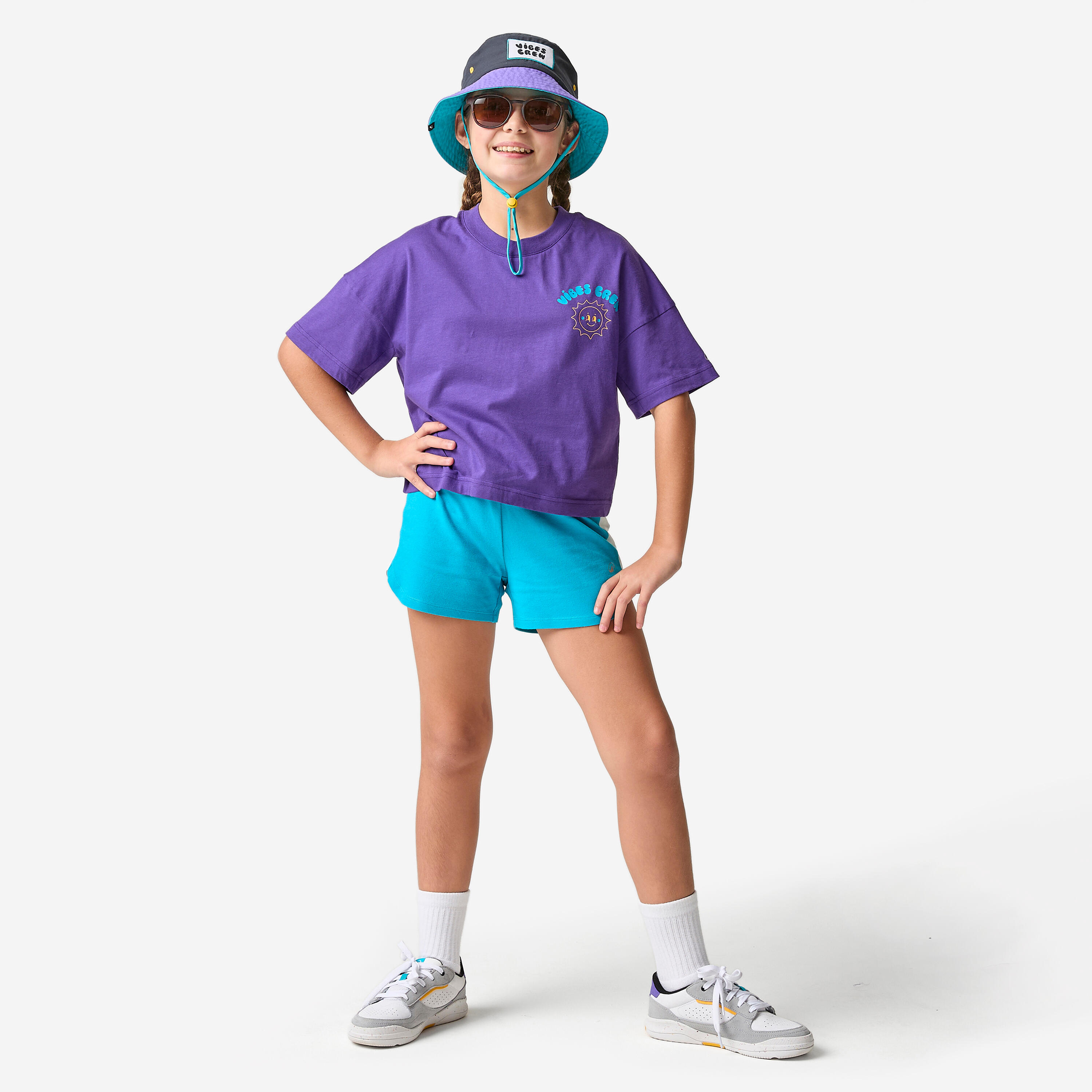 Tee-shirt oversize fille, violet foncé 2/11