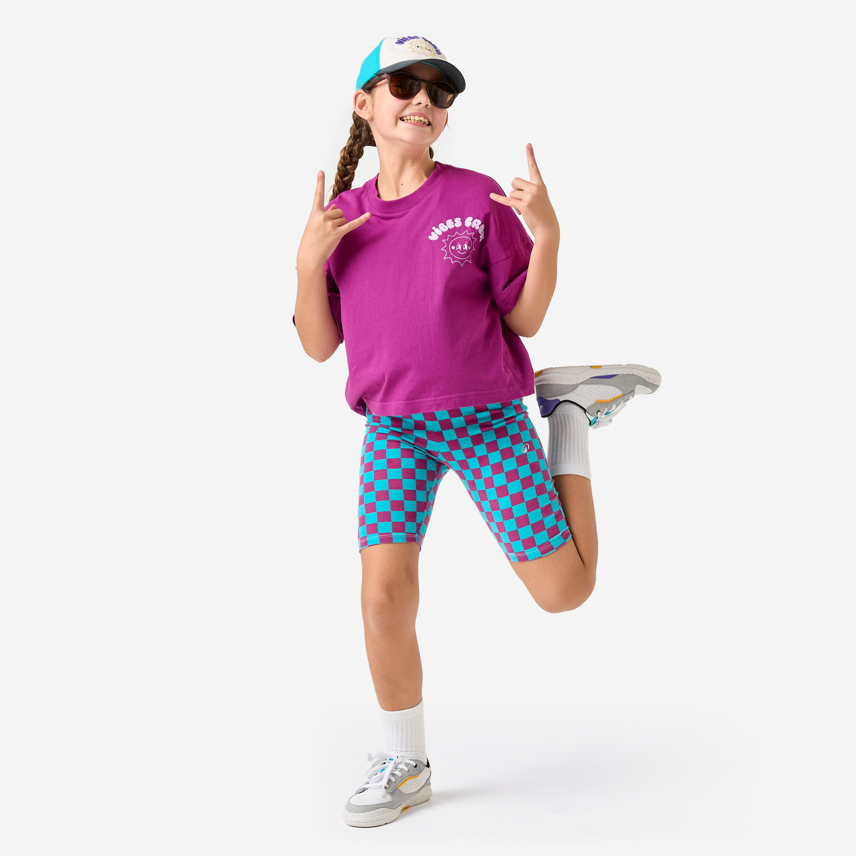 Pantaloncini ciclisti bambina ginnastica slim fit cotone multicolore stampati 2/9