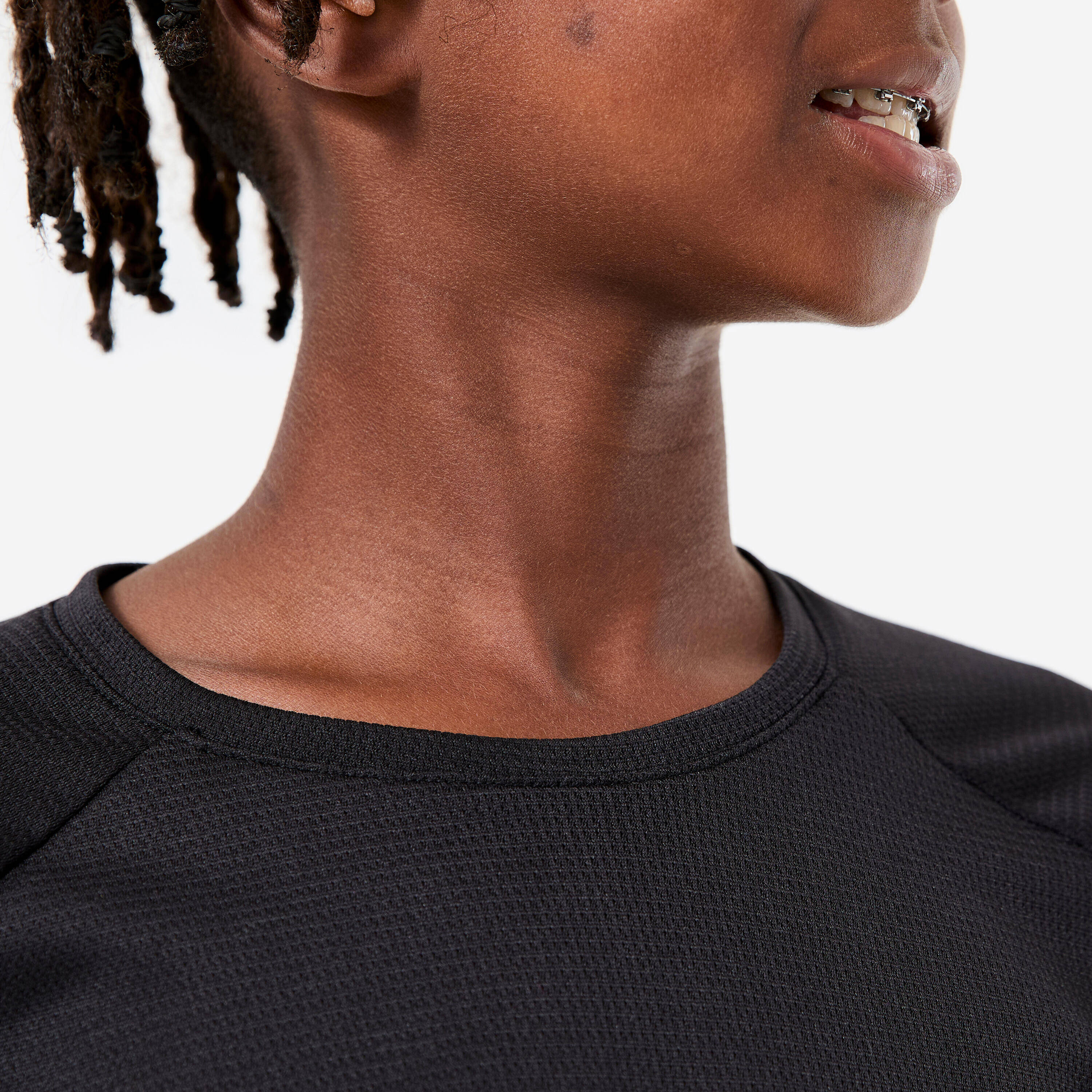 Kids' Unisex Plain Synthetic T-Shirt - Black -  3