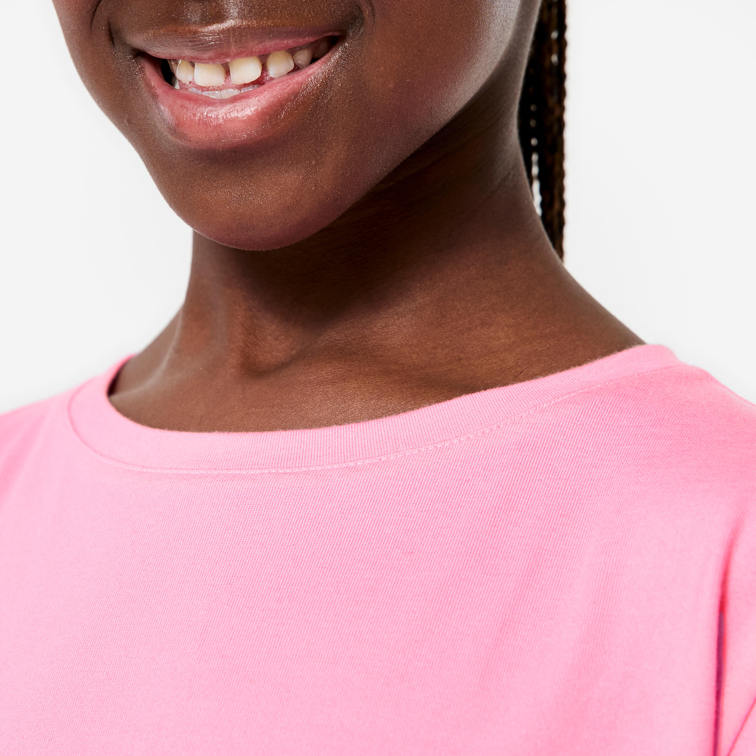 T-shirt coton fille, rose 3/4
