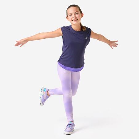 Легінси спортивні для дівчат темно-рожеві з принтом