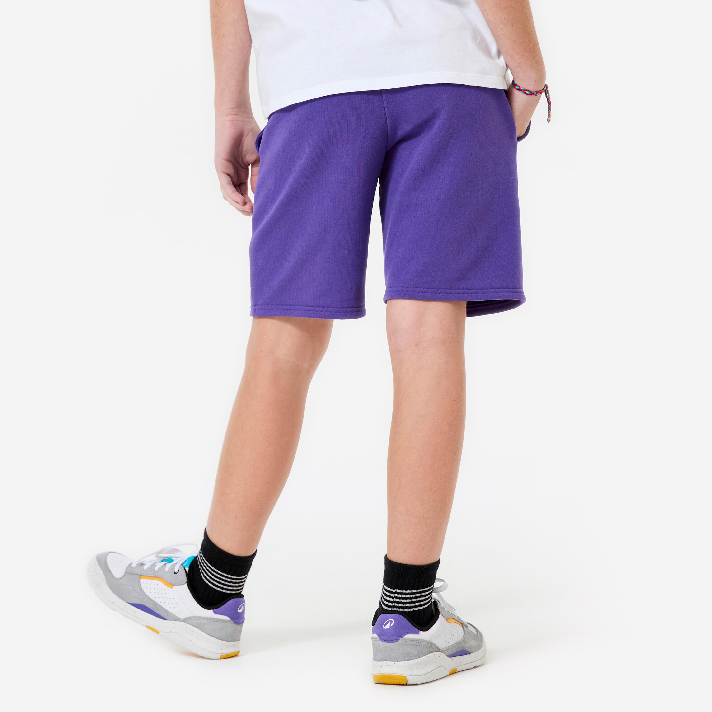 Pantaloncini bambino ginnastica regular fit cotone viola scuro 4/6