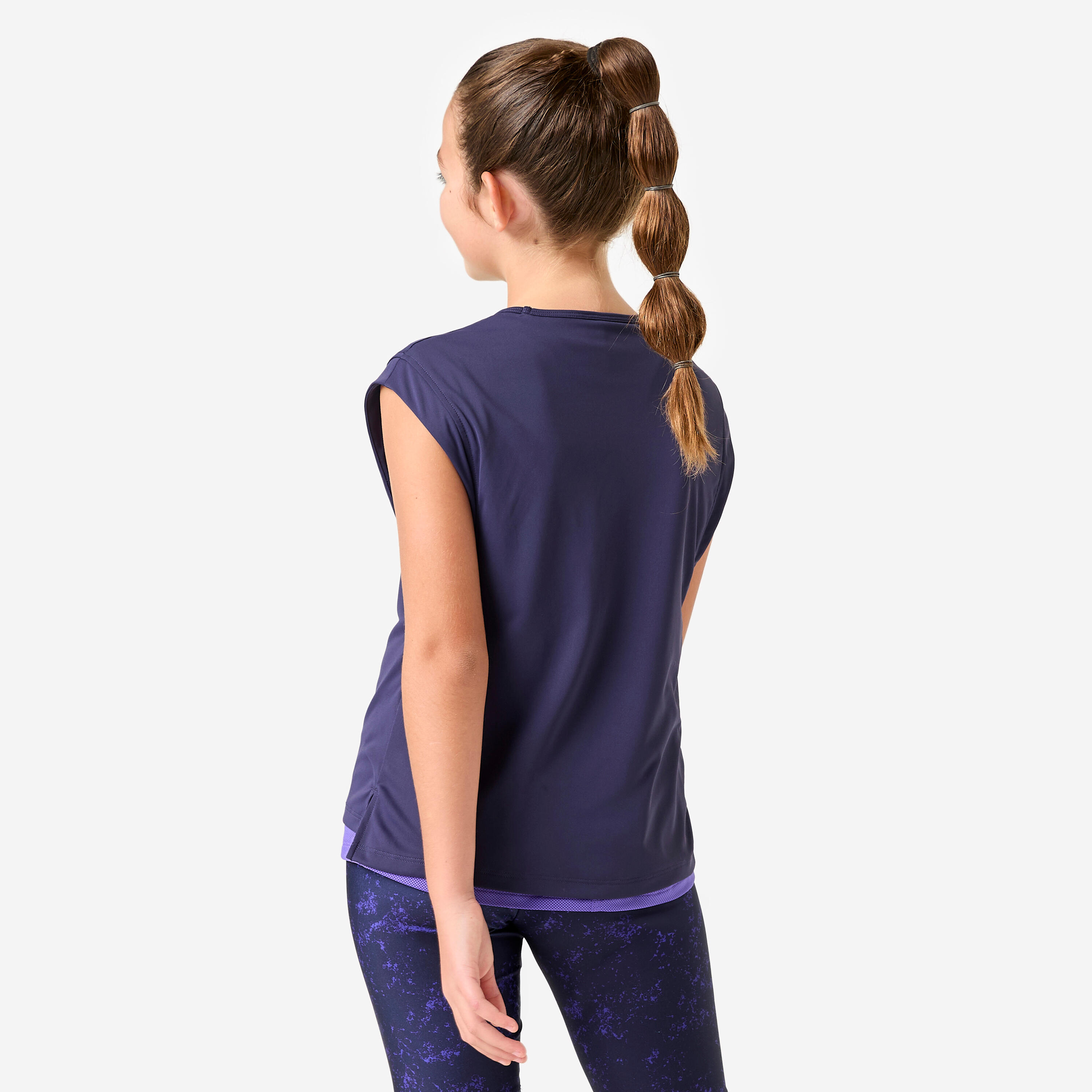 T-shirt multisport respirant 2 en 1 fille, violet foncé 4/11