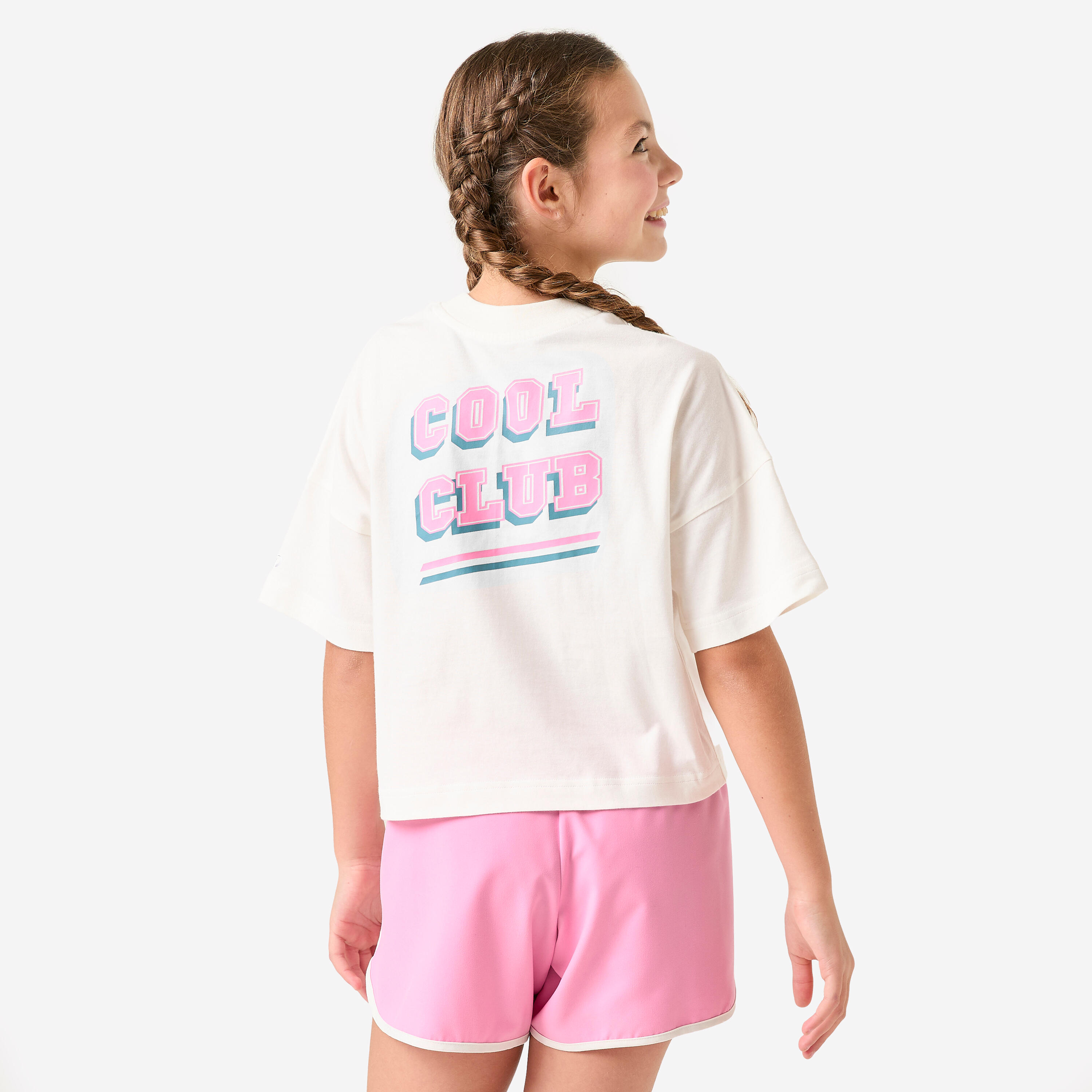 Tee-shirt oversize fille, blanc coton 4/7