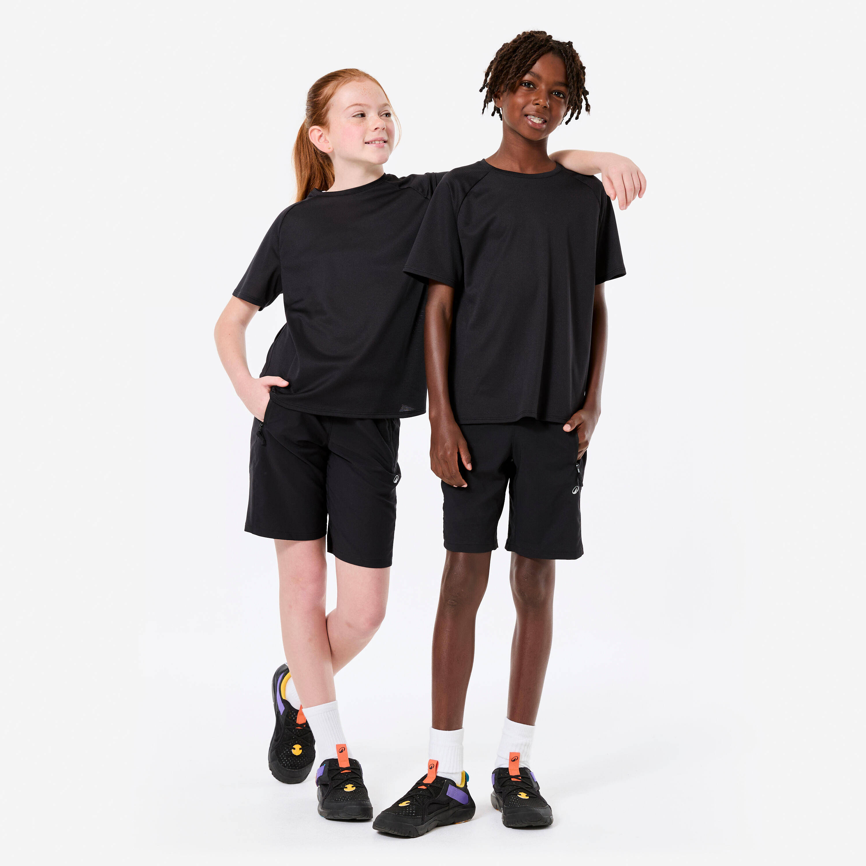 Kids' Unisex Plain Synthetic T-Shirt - Black -  2