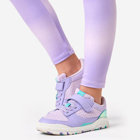 Легінси спортивні для дівчат темно-рожеві з принтом