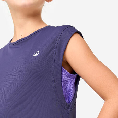 Футболка спортивна для дівчат 2-в-1 темно-фіолетова