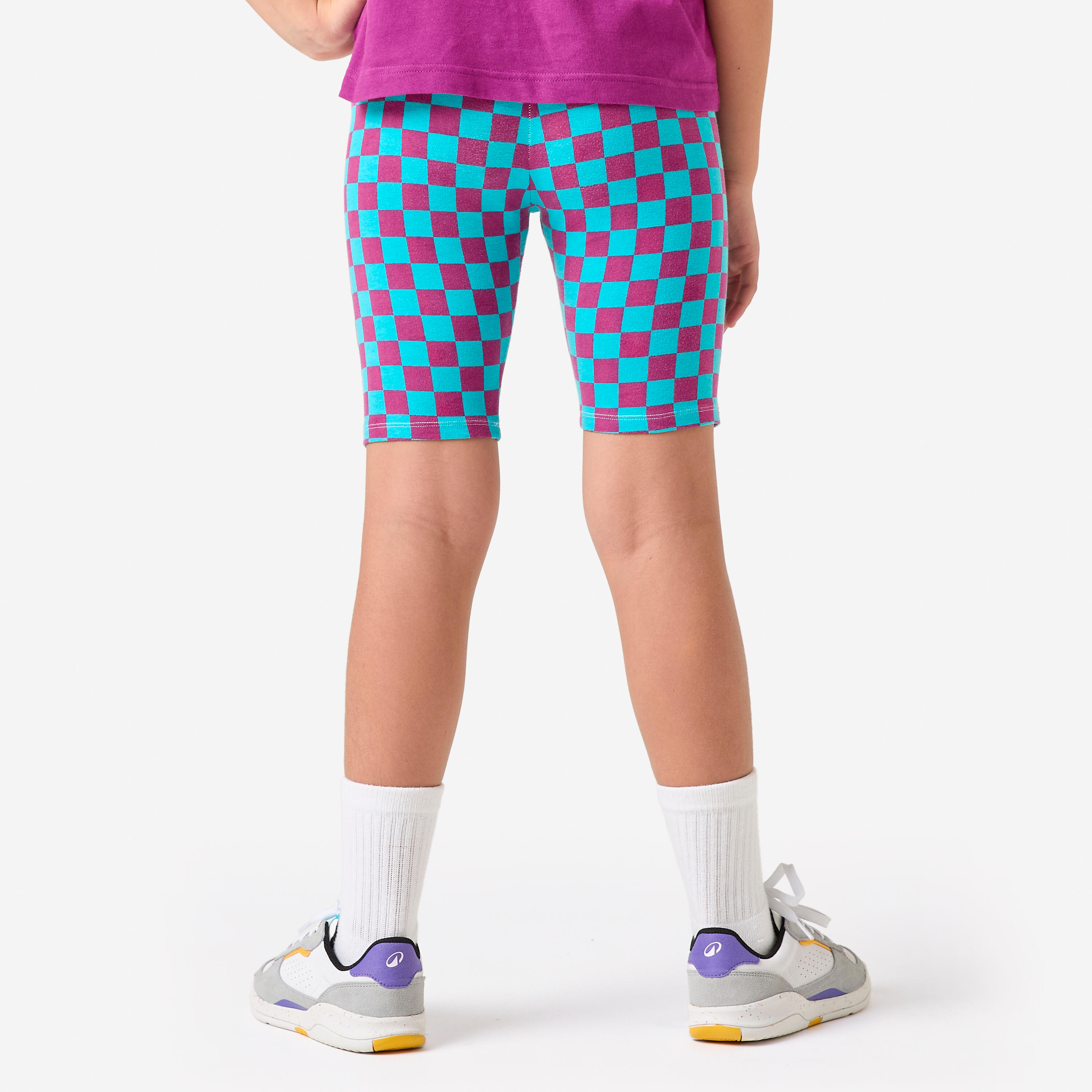 Pantaloncini ciclisti bambina ginnastica slim fit cotone multicolore stampati 4/9