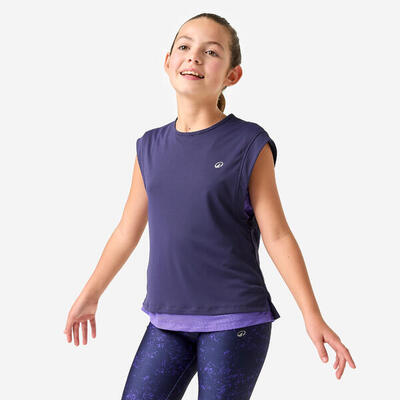 T-shirt nera bambina ginnastica 2 in 1 regular fit traspirante