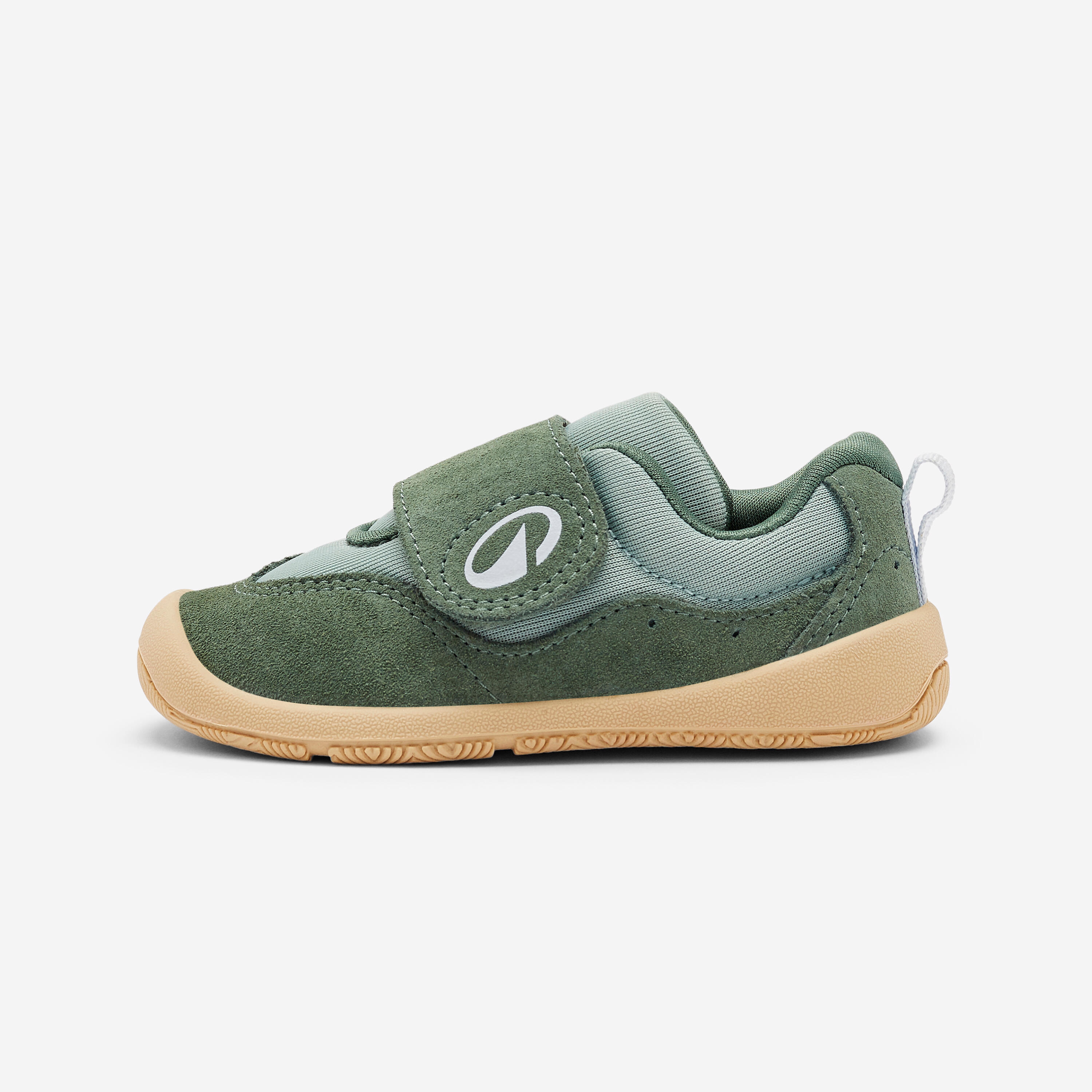 Baby durable rip-tab barefoot shoes, Crawler Hybrid green