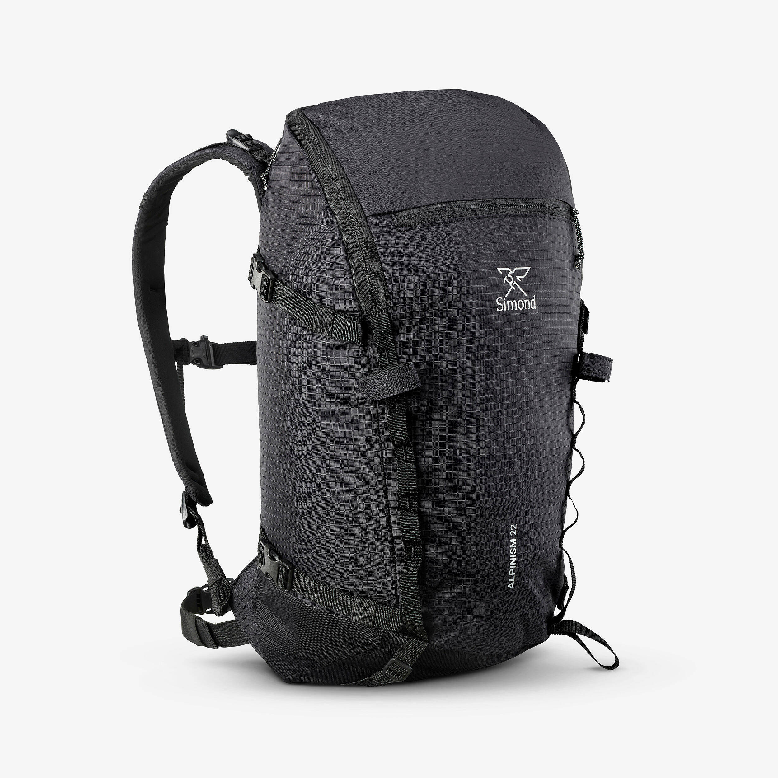 Versatile and modular mountaineering backpack, Alpinism 22 Black