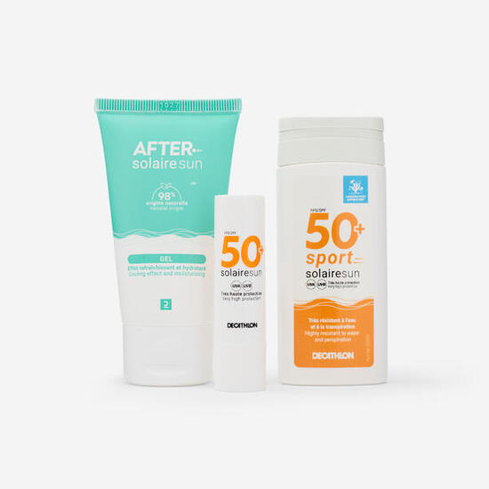 Mini zestaw przeciwsłoneczny: krem SPF50+, sztyft do ust SPF50+, żel po opalaniu