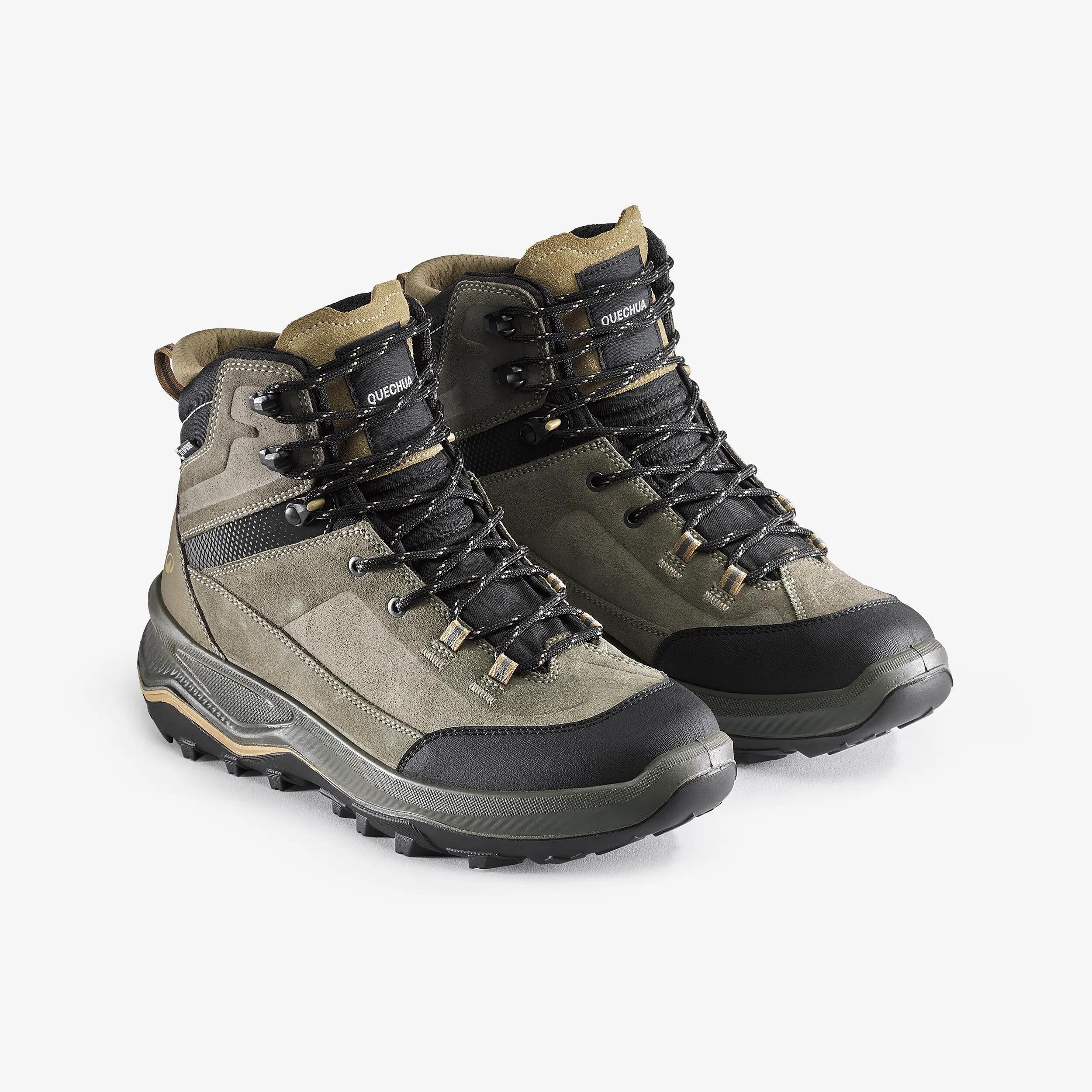 Women's Waterproof Trekking Boots MT100 Khaki Green 4/5