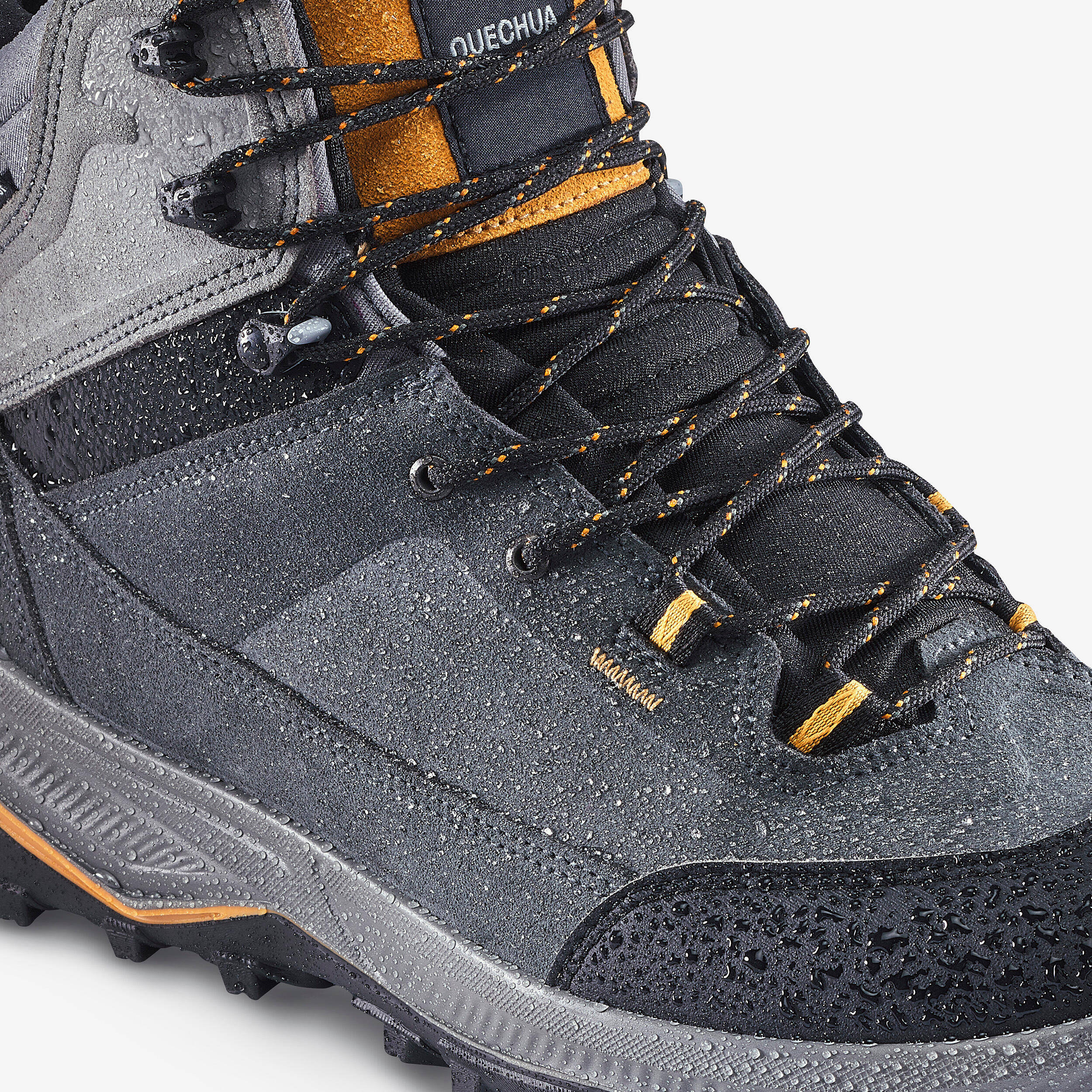 MEN's LEATHER HIGH TREKKING SHOES MT100 -  3