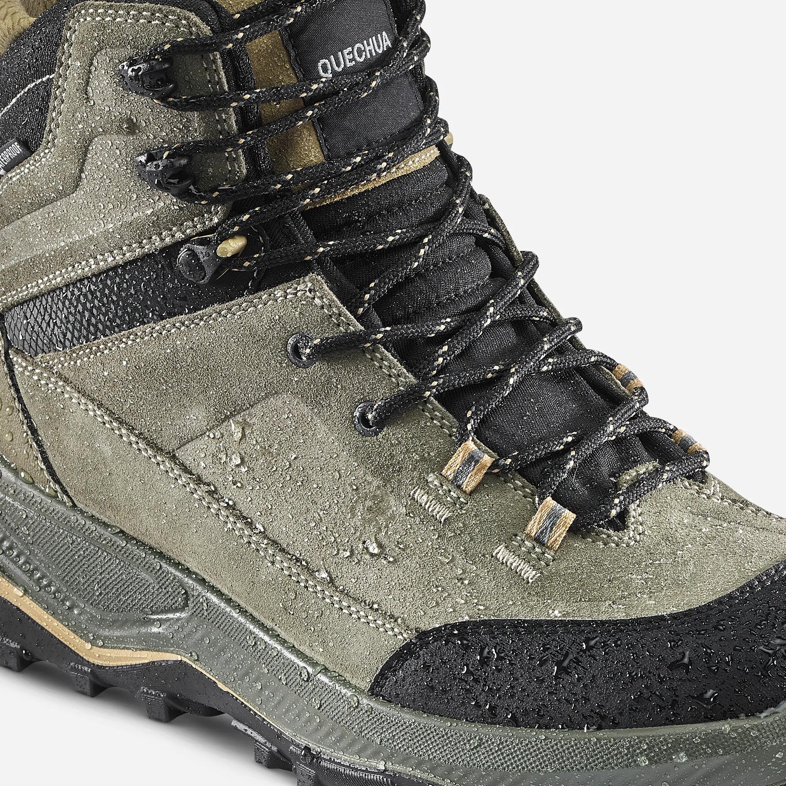 Women's Waterproof Trekking Boots MT100 Khaki Green 5/5