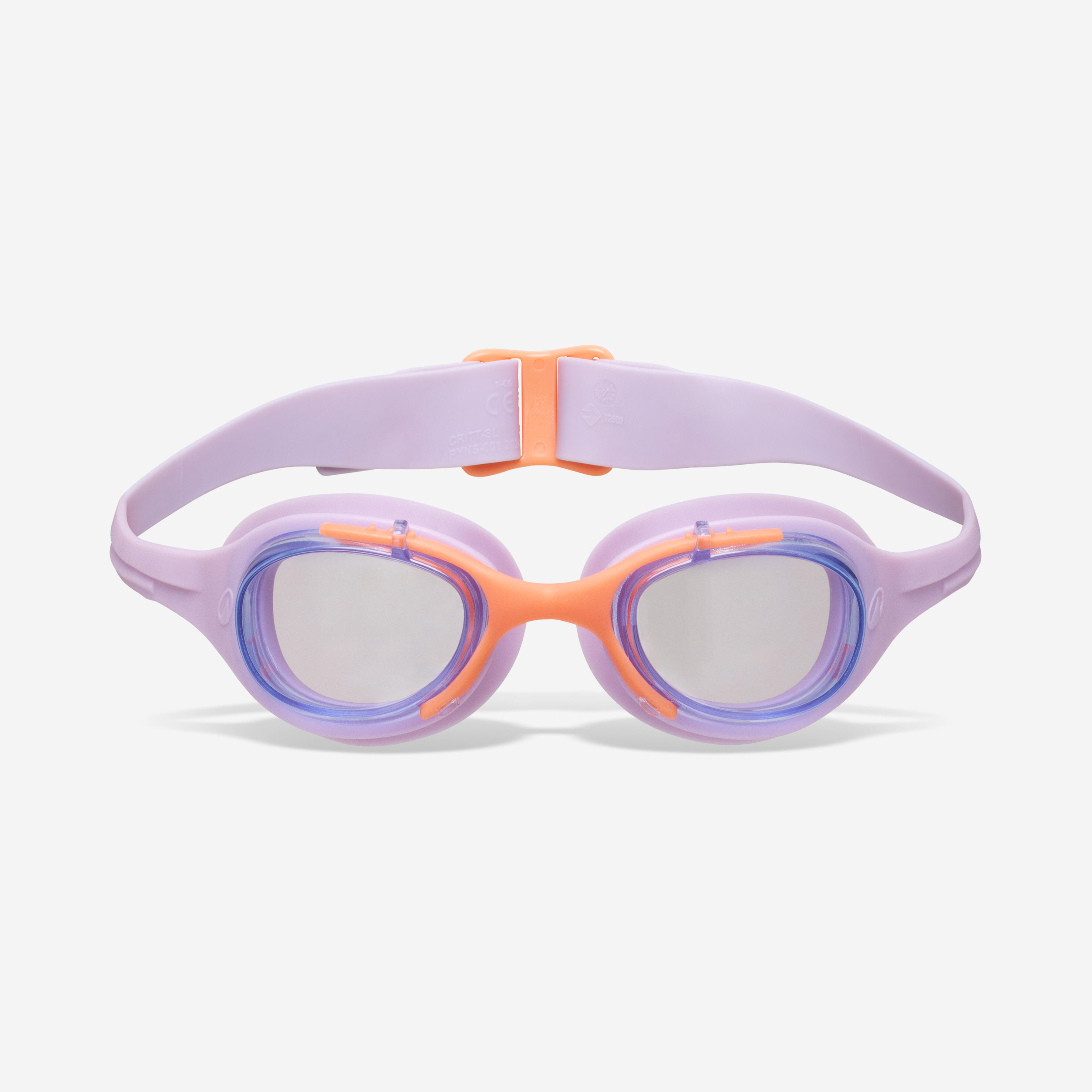 Swimming goggles XBASE - Clear lenses - Kids’ size - pastel purple orange