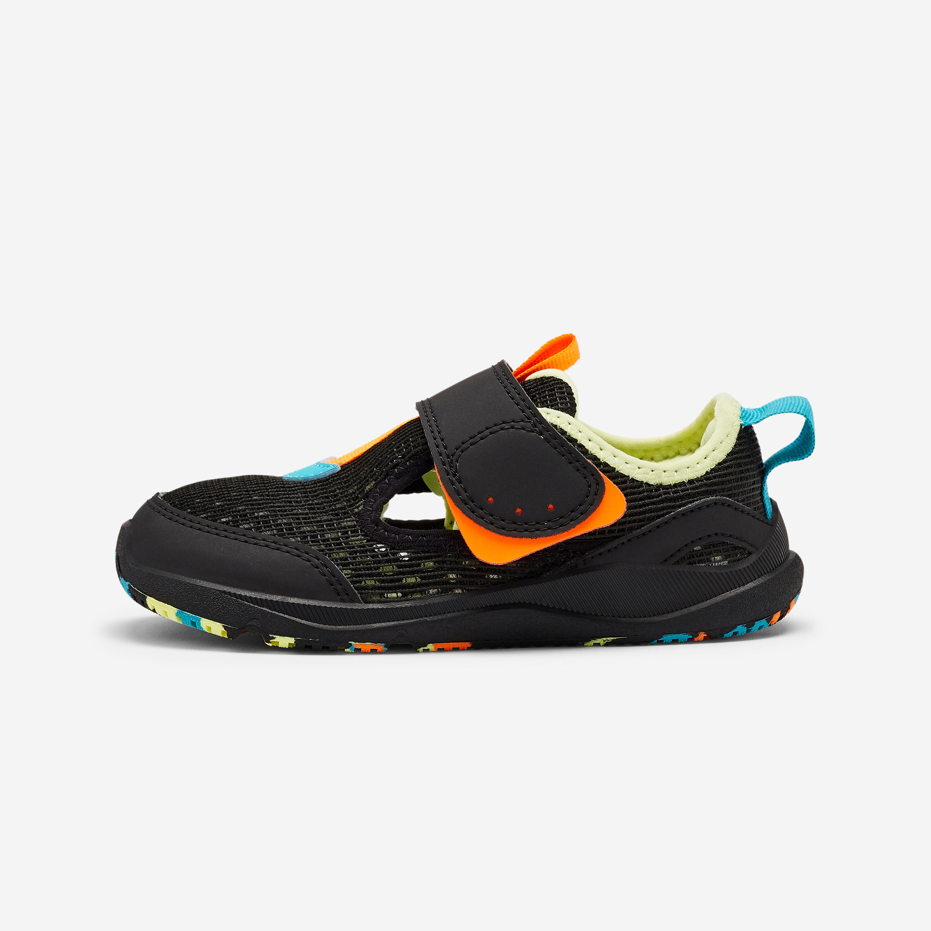 Kid's Barefoot rip-tab shoes breathable, Stepper Fresh blue and orange