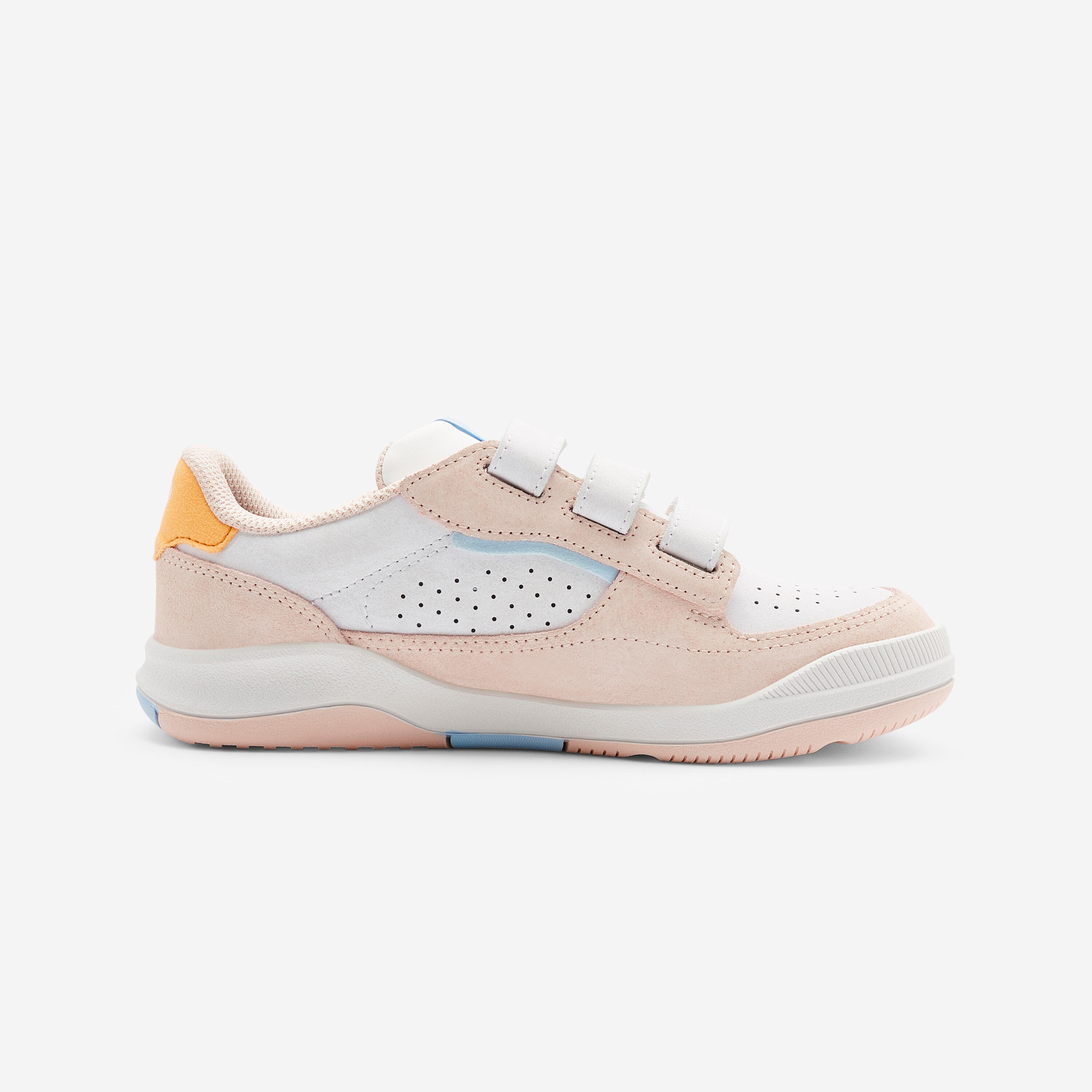 Chaussures multisport à scratchs en cuir enfant, Playventure rose blanc orange 5/5