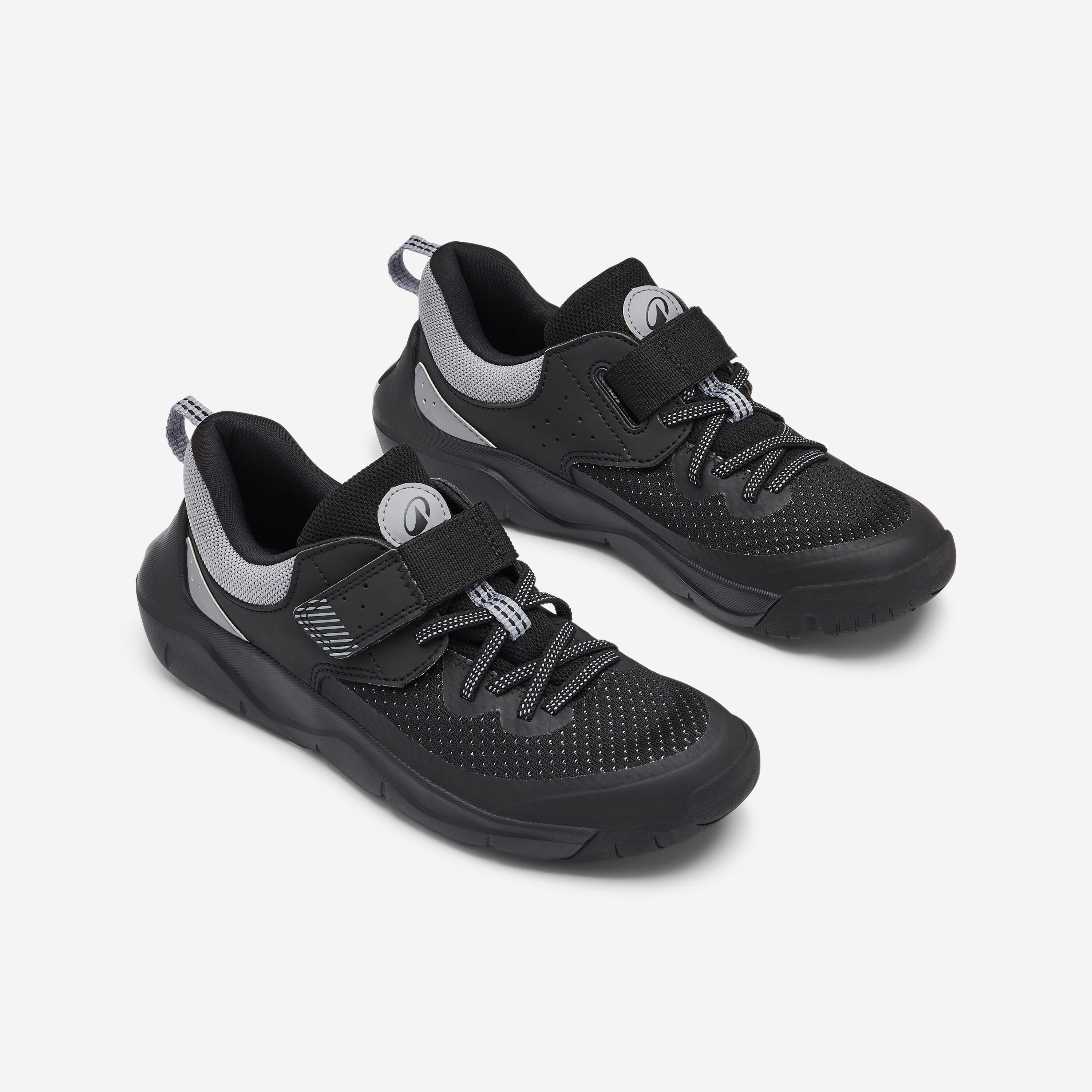 Scarpe da ginnastica bambino PLAYFUL FAST con strap e lacci elastici nero-grigio 2/5