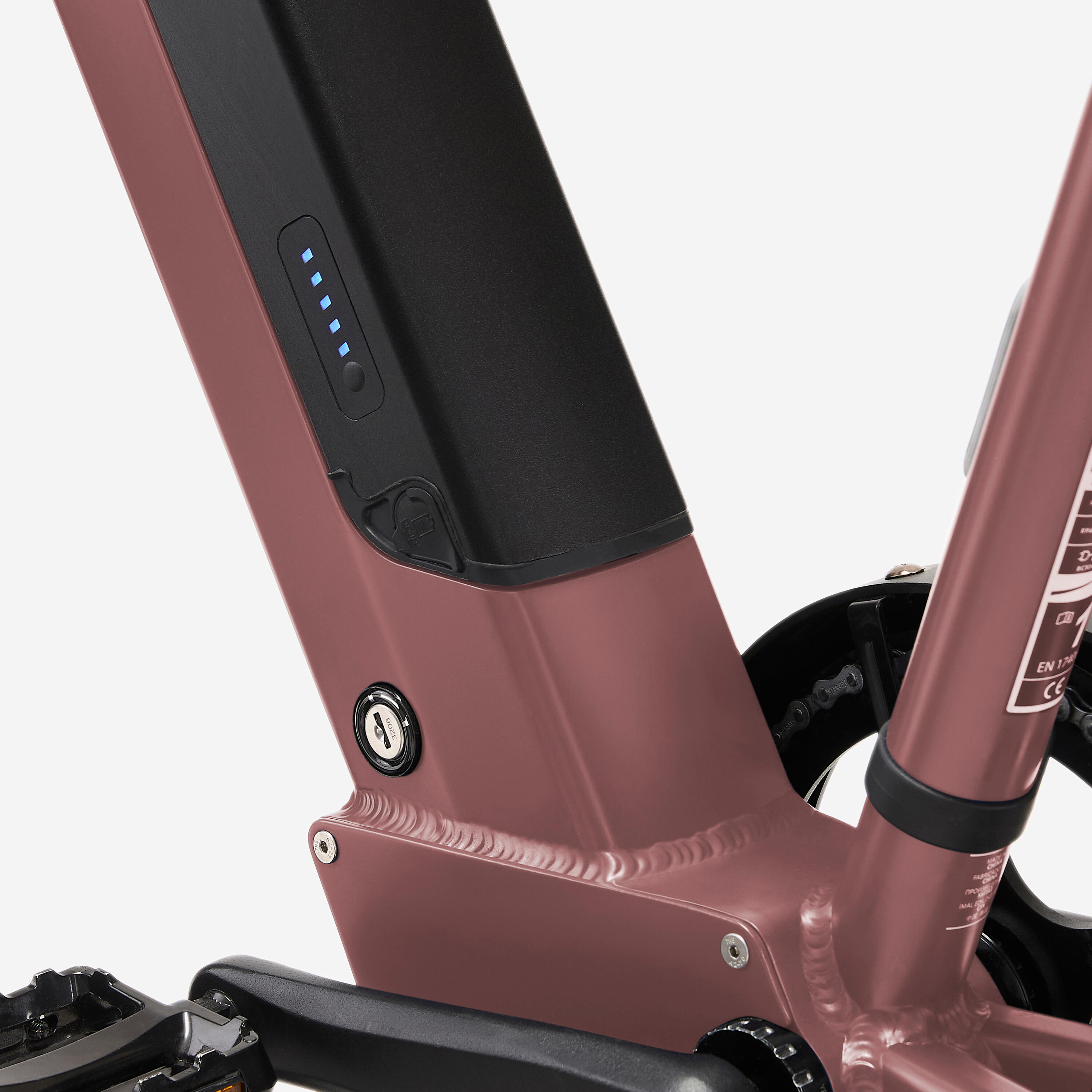 Velo cargo électrique longtail, E-three 500 rose taupe 9/19