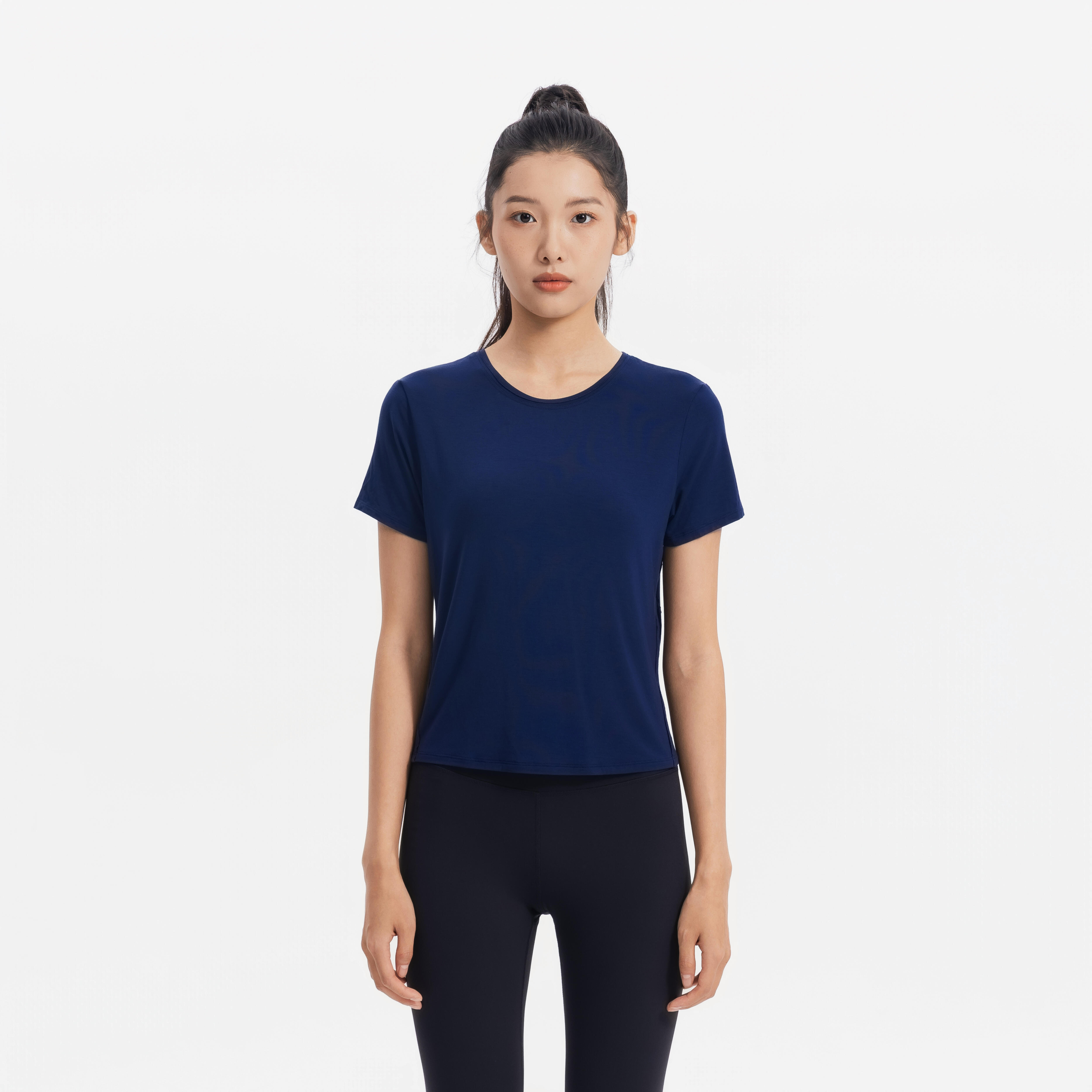 Women Silk Yoga Tshirt 520, Steel Blue