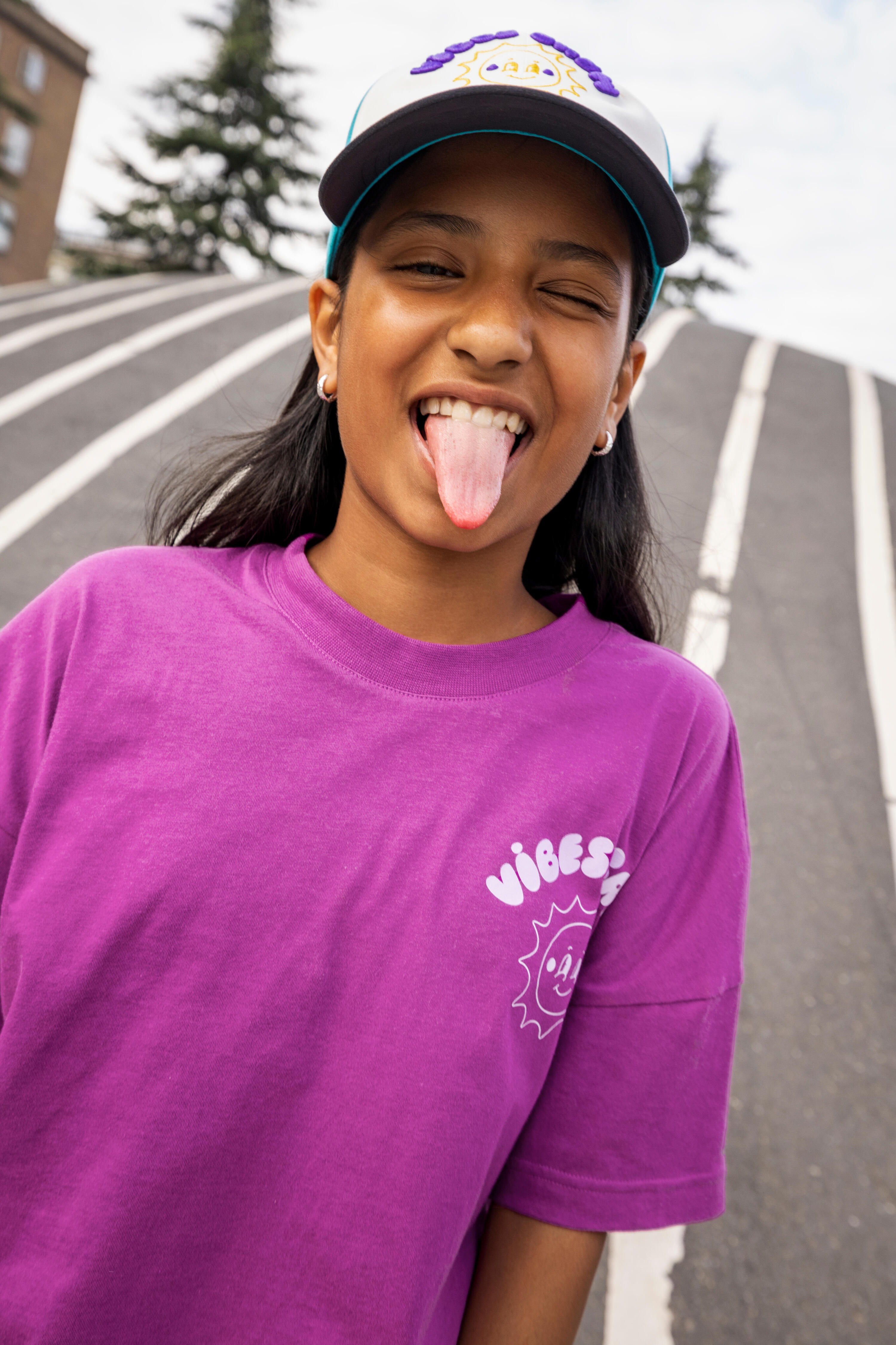 T-shirt bambina ginnastica oversize traspirante rosa 10/13