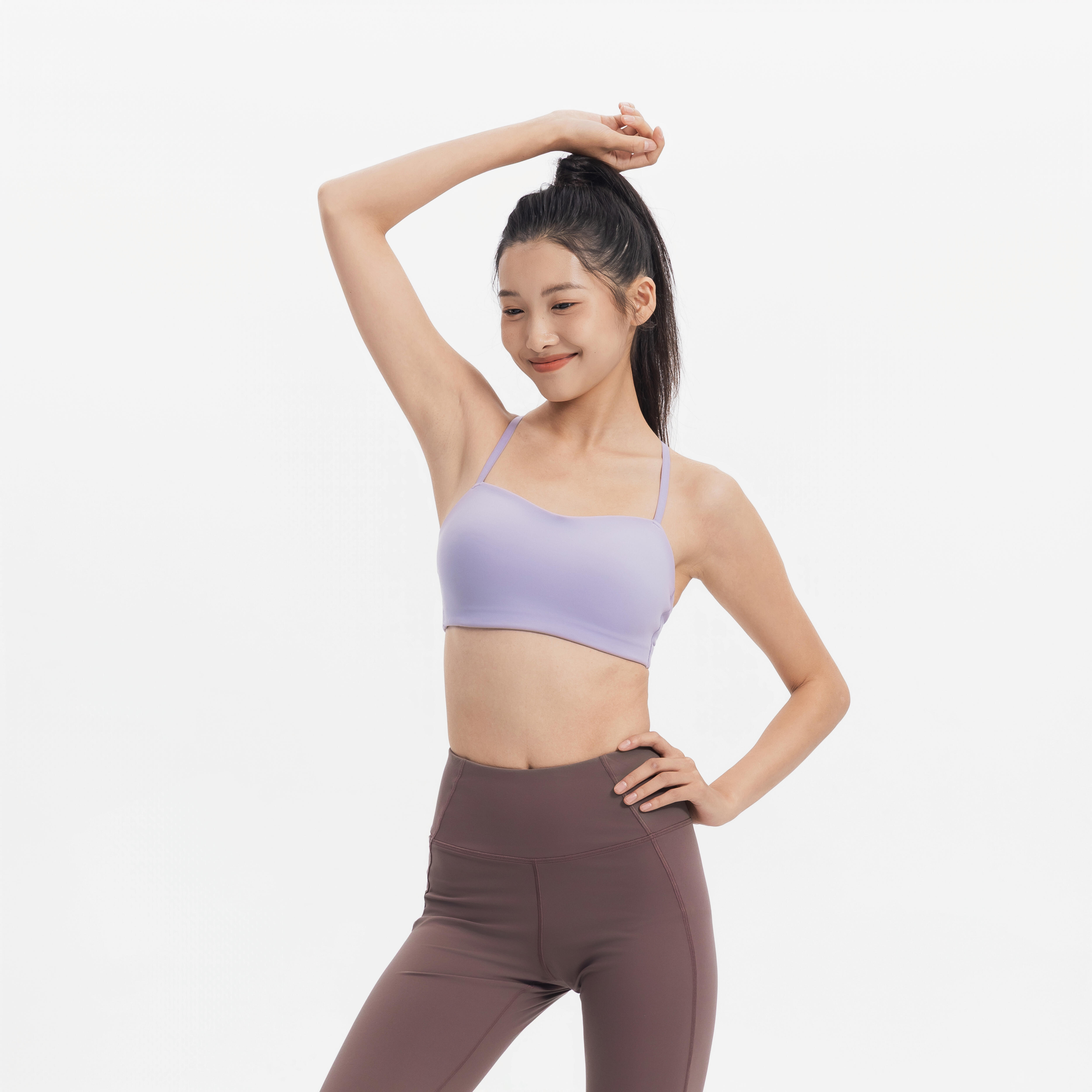 Women's Soft Strappy Light Support Sports Bra - Smoke Purple