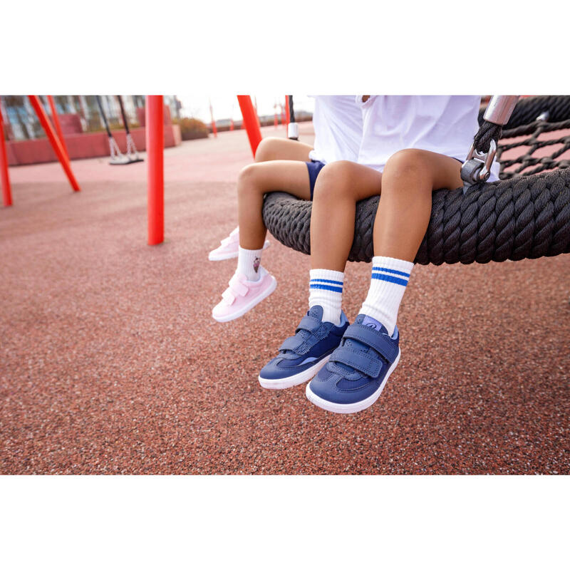 Încălțăminte Barefoot cu bandă cu arici, ușoară, Stepper First roz alb Copii