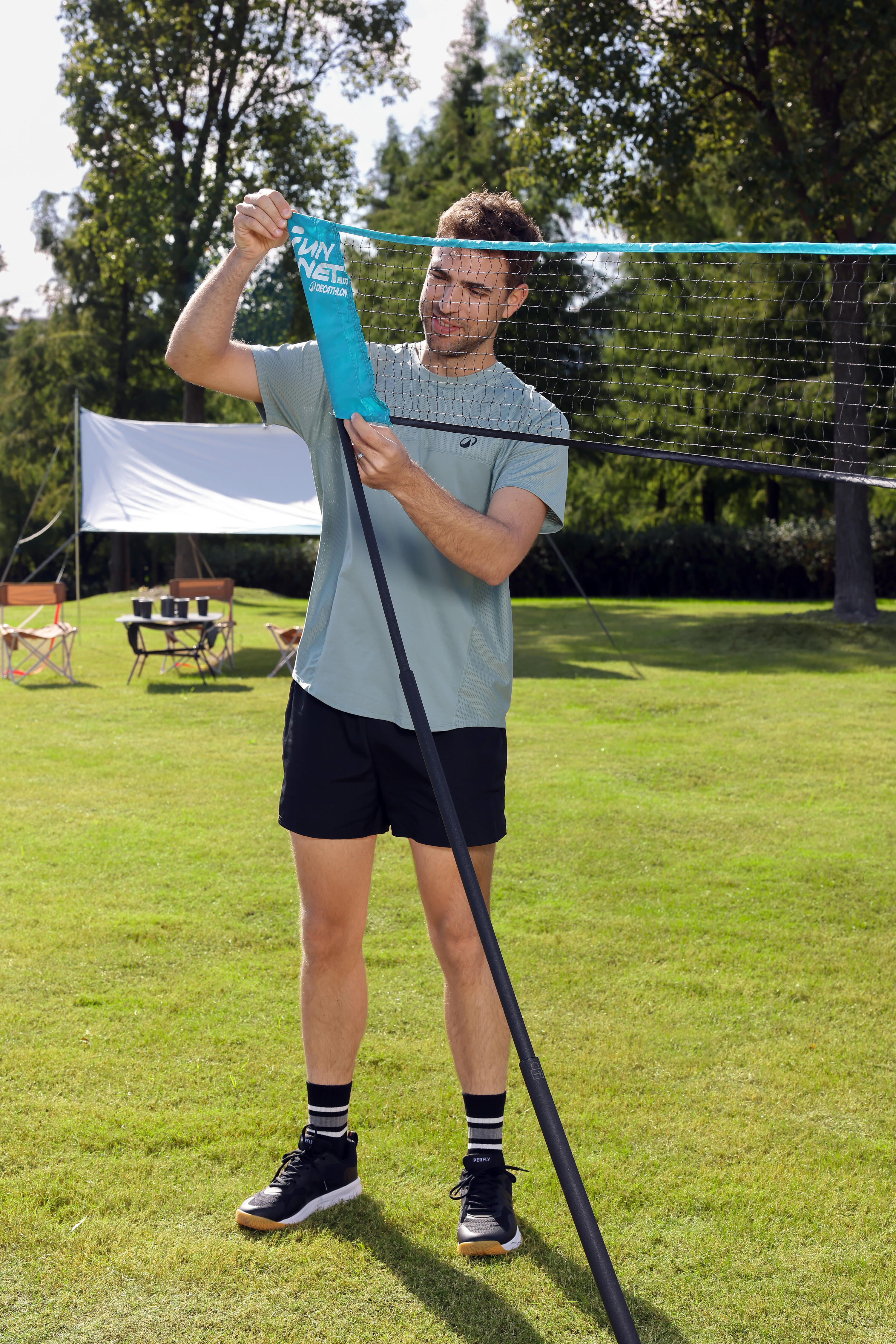 Ensemble de badminton avec 2 raquettes, 2 volants et 1 filet 19/21