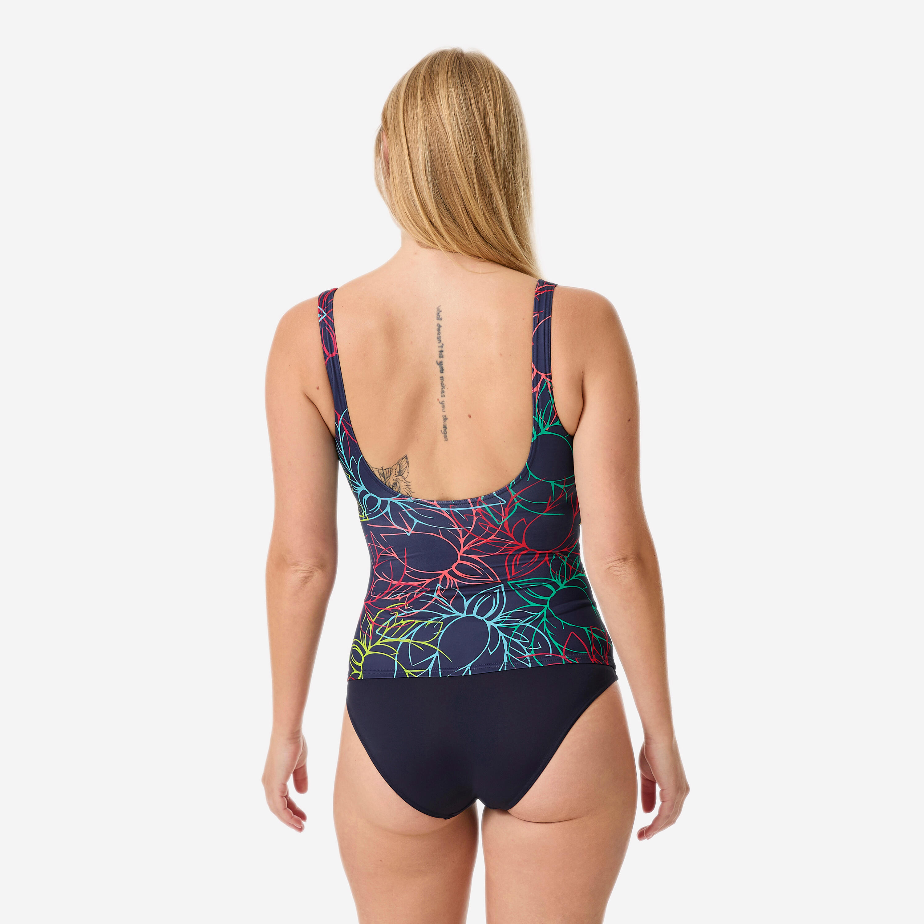 Fato de banho de surf efeito modelador mulher, Doli Nenu azul marinho 3/7