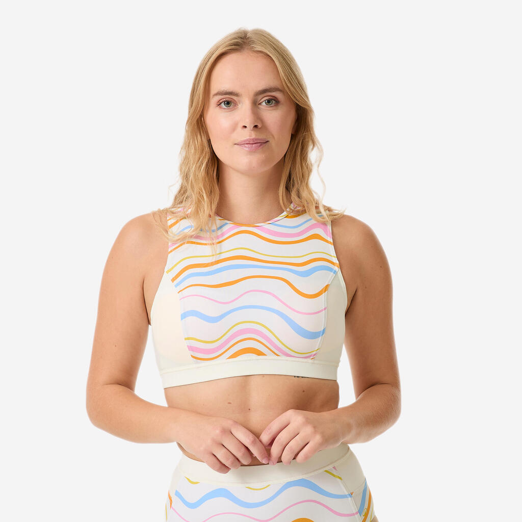 Women’s surfing back-zip bralette bikini top, Carla Vivetta white