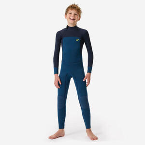 Traje Integral Surf 500 Niños Azul-Amarillo Caucho Natural 3/2 mm