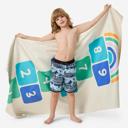 Рушник з мікрофібри розмір XL 110 × 175 см світло-синій з принтом