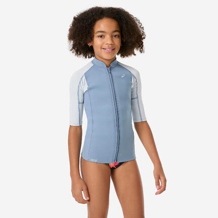 Top snorkeling manches courtes Enfant caoutchouc naturel Yulex 1.5mm, bleu
