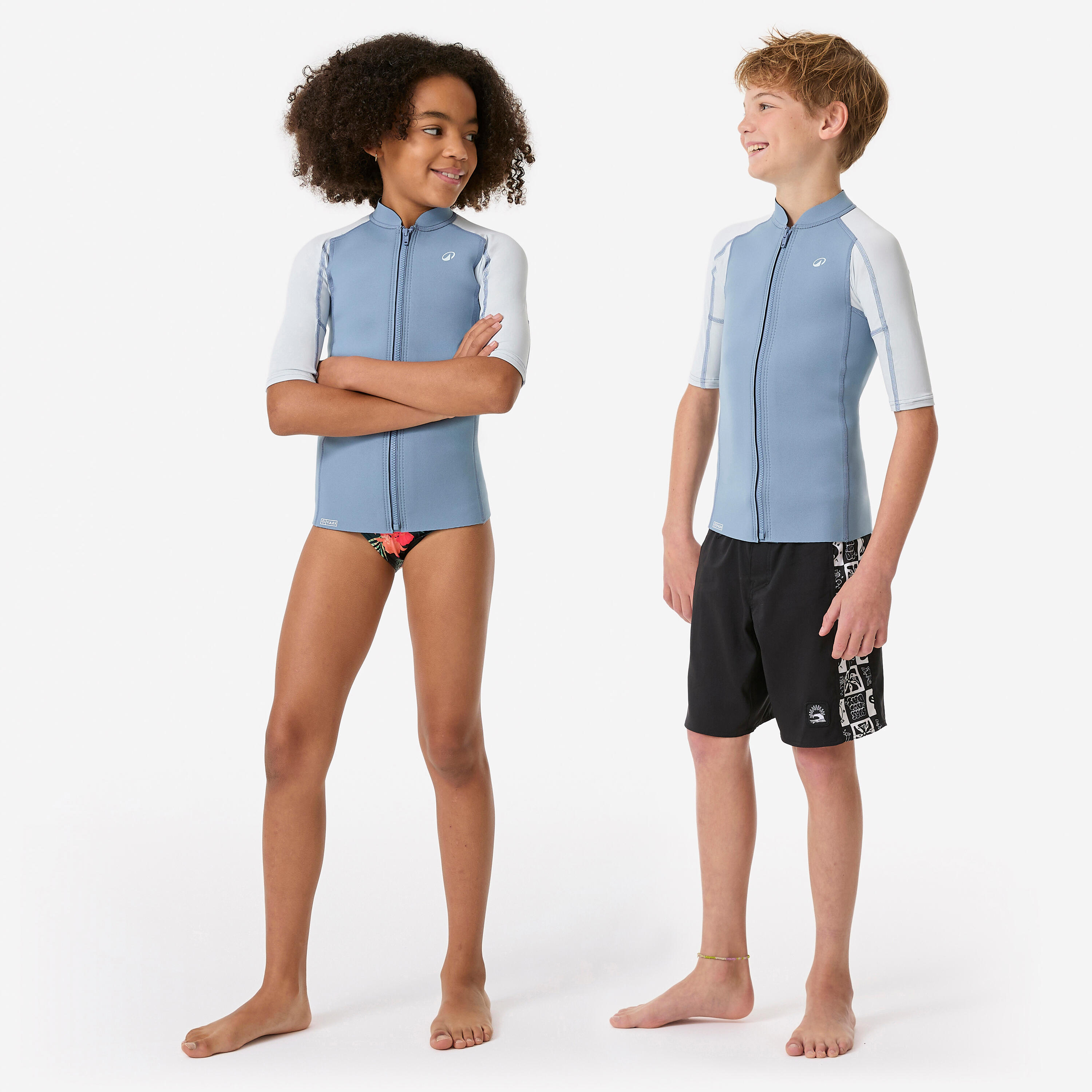 Maglia snorkeling bambini YULEX gomma naturale 1,5 mm azzurra 2/7